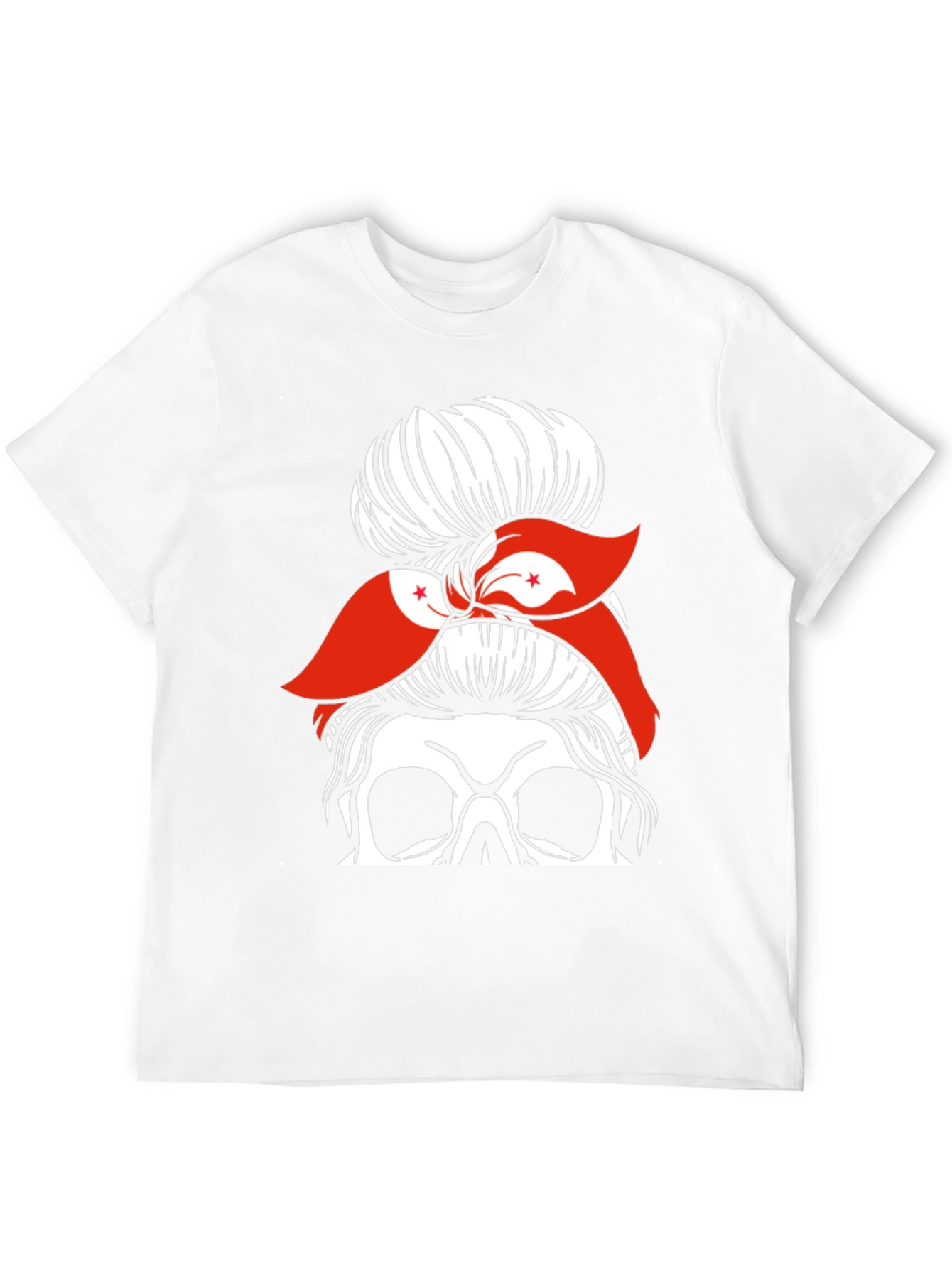 Messy Bun Skull Hong Kong Flag Graphic Tee