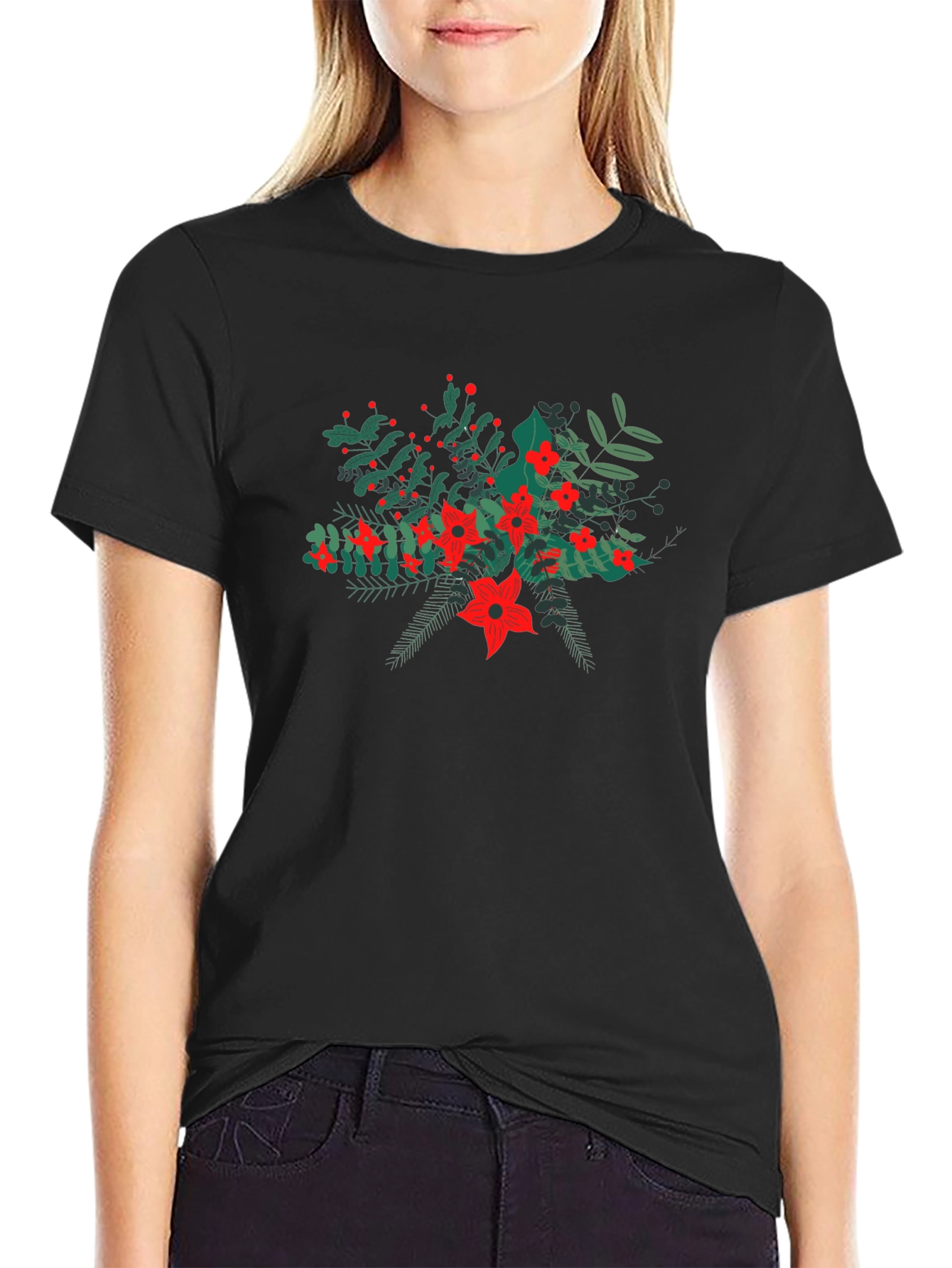 Floral Bouquet Black T-Shirt