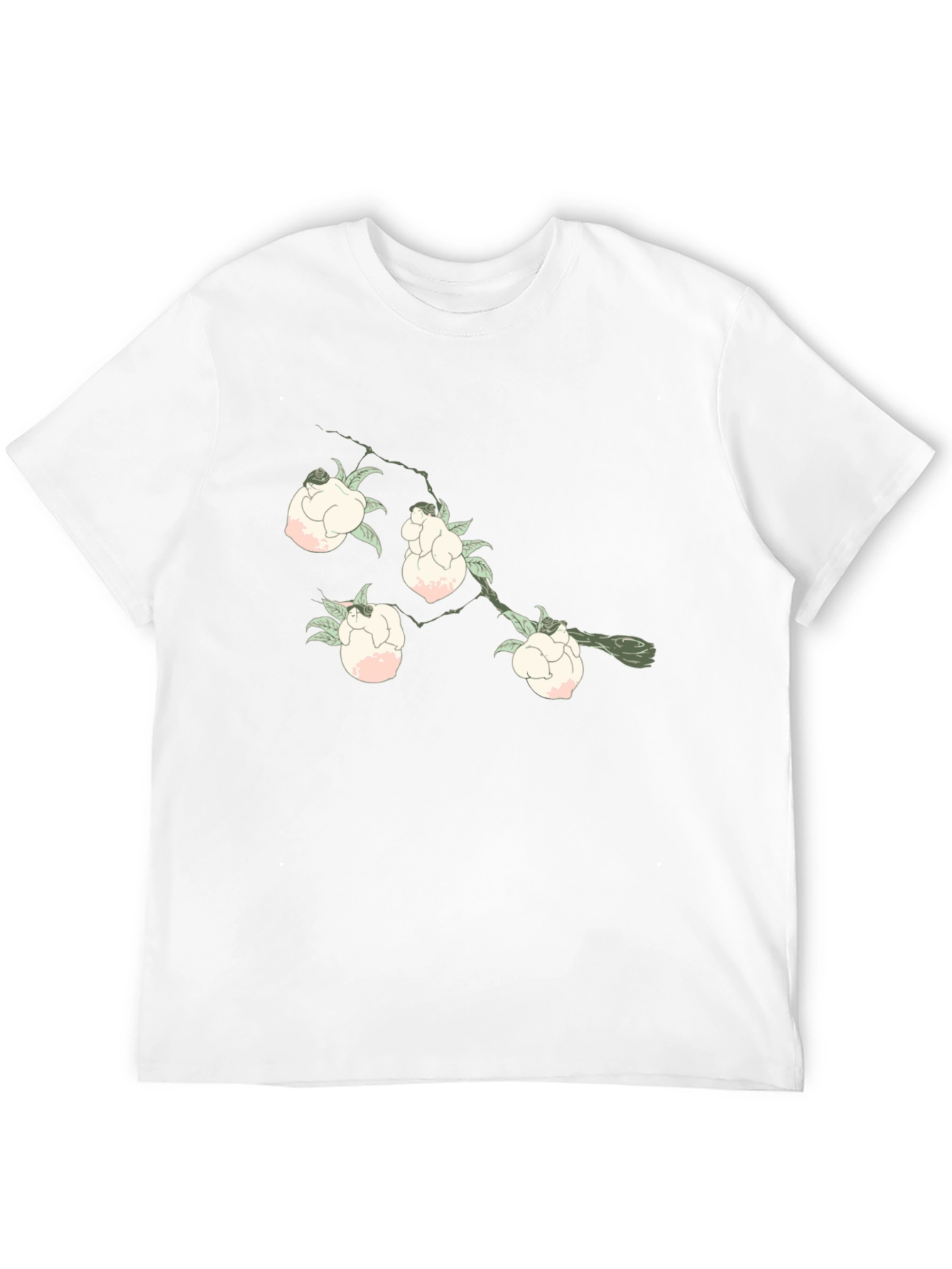 Floral Branch Print Black T-Shirt