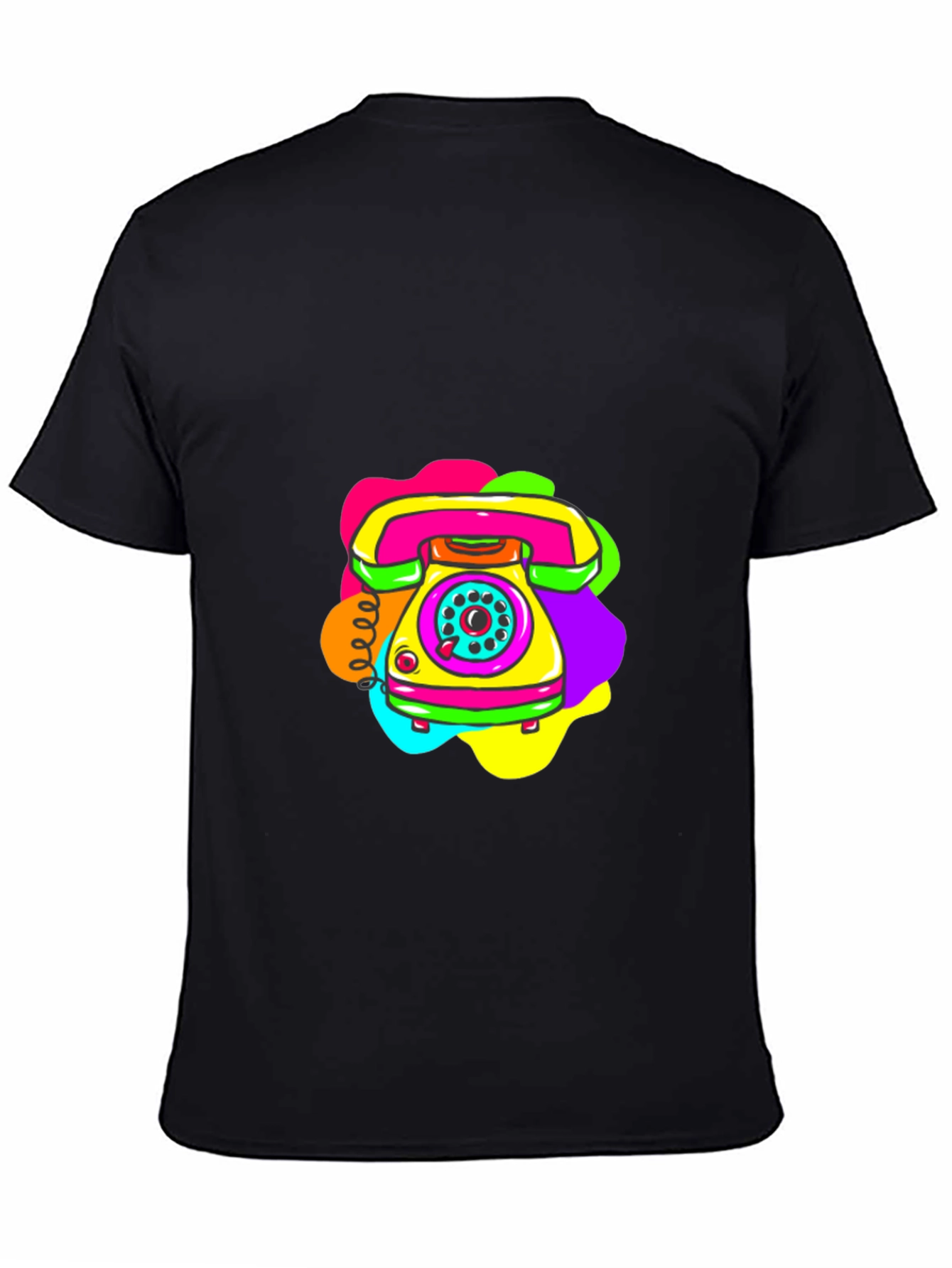 Retro Rotary Phone Graphic Tee - Black