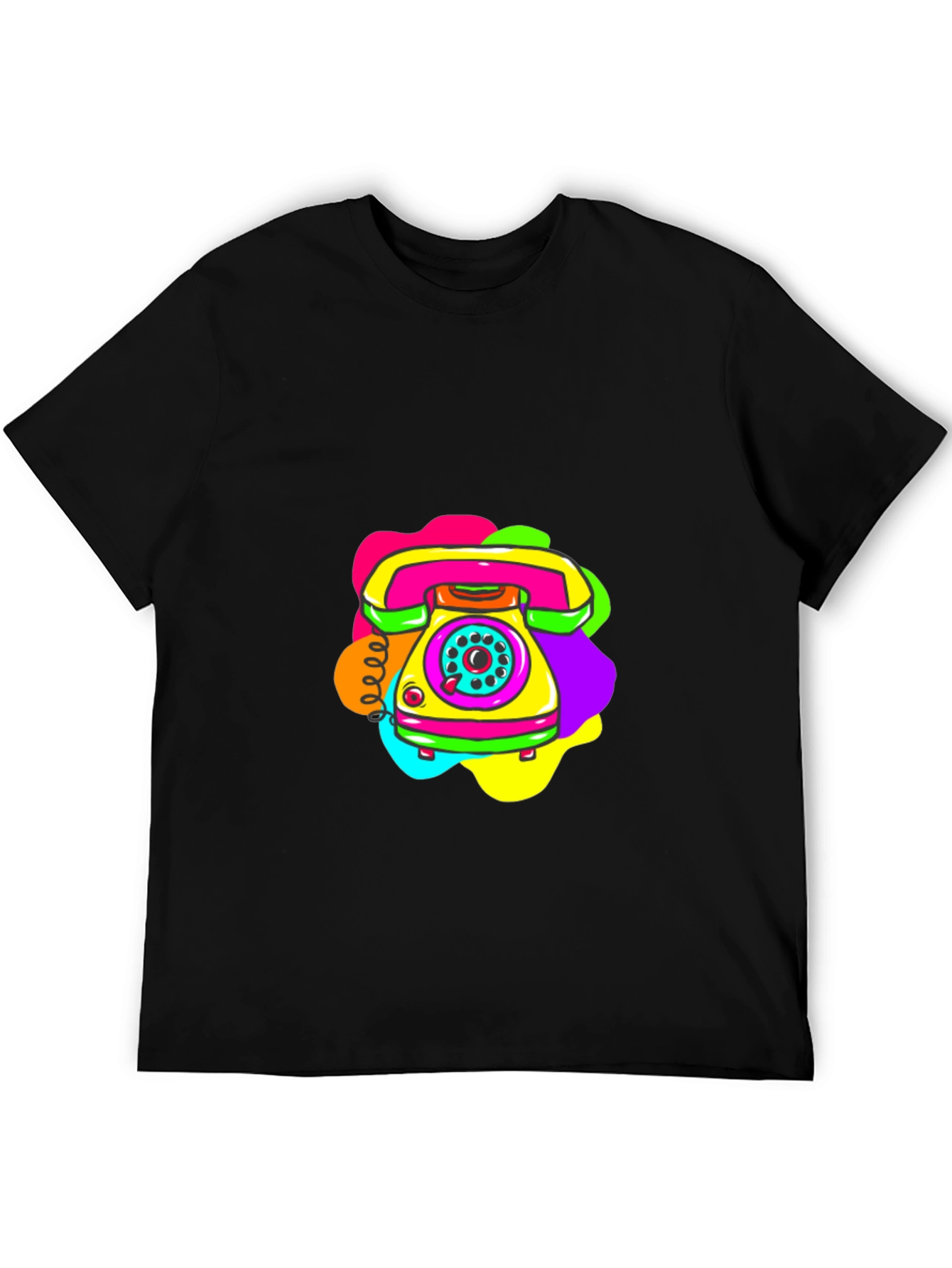 Retro Rotary Phone Graphic Tee - Black