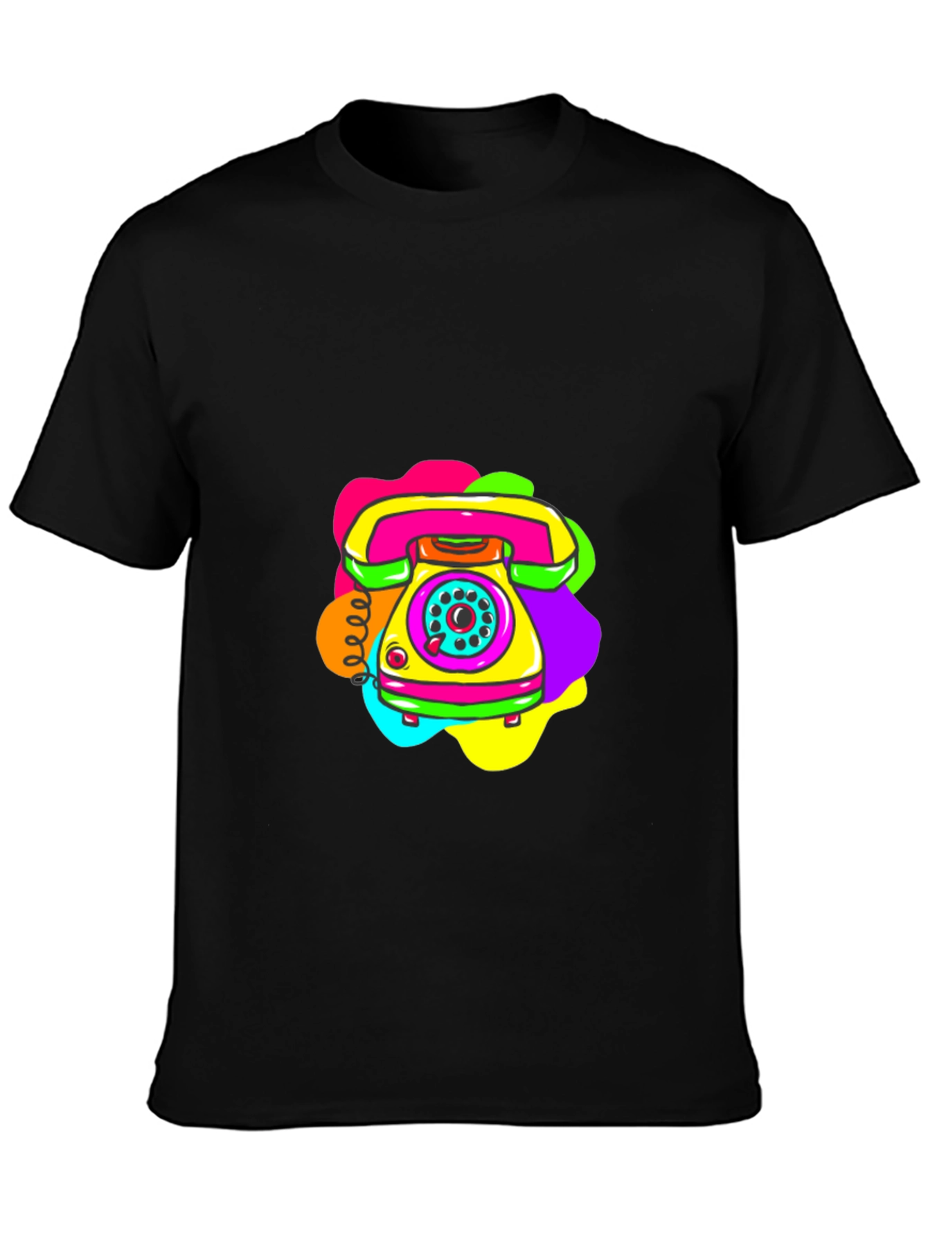 Retro Rotary Phone Graphic Tee - Black