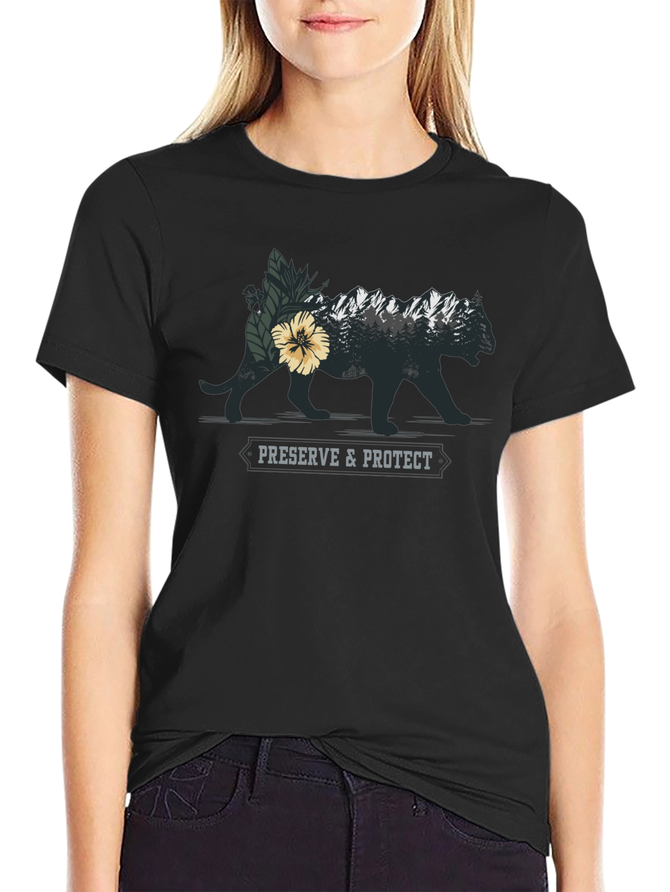 Preserve & Protect Wildlife Graphic Tee - Black