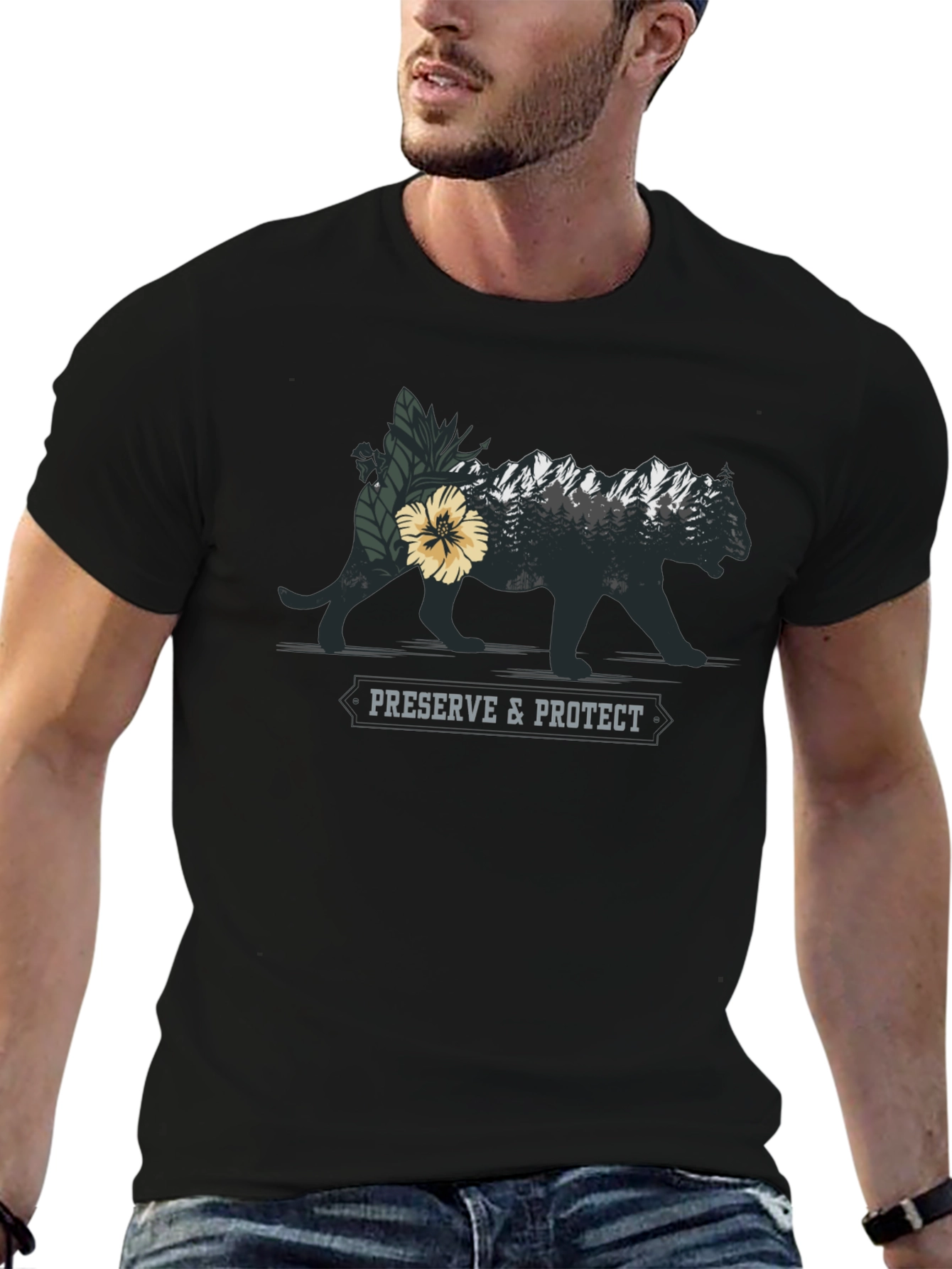 Preserve & Protect Wildlife Graphic Tee - Black