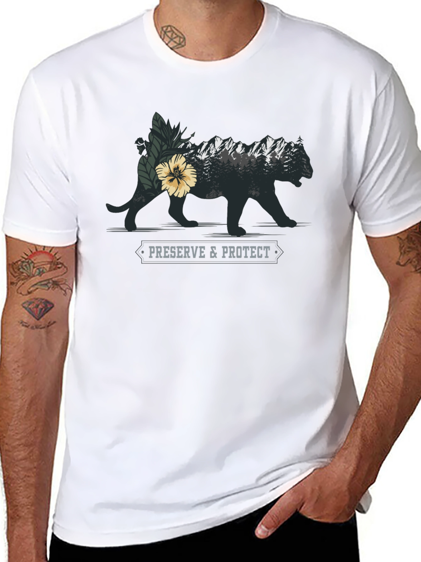 Preserve & Protect Wildlife Graphic Tee - Black