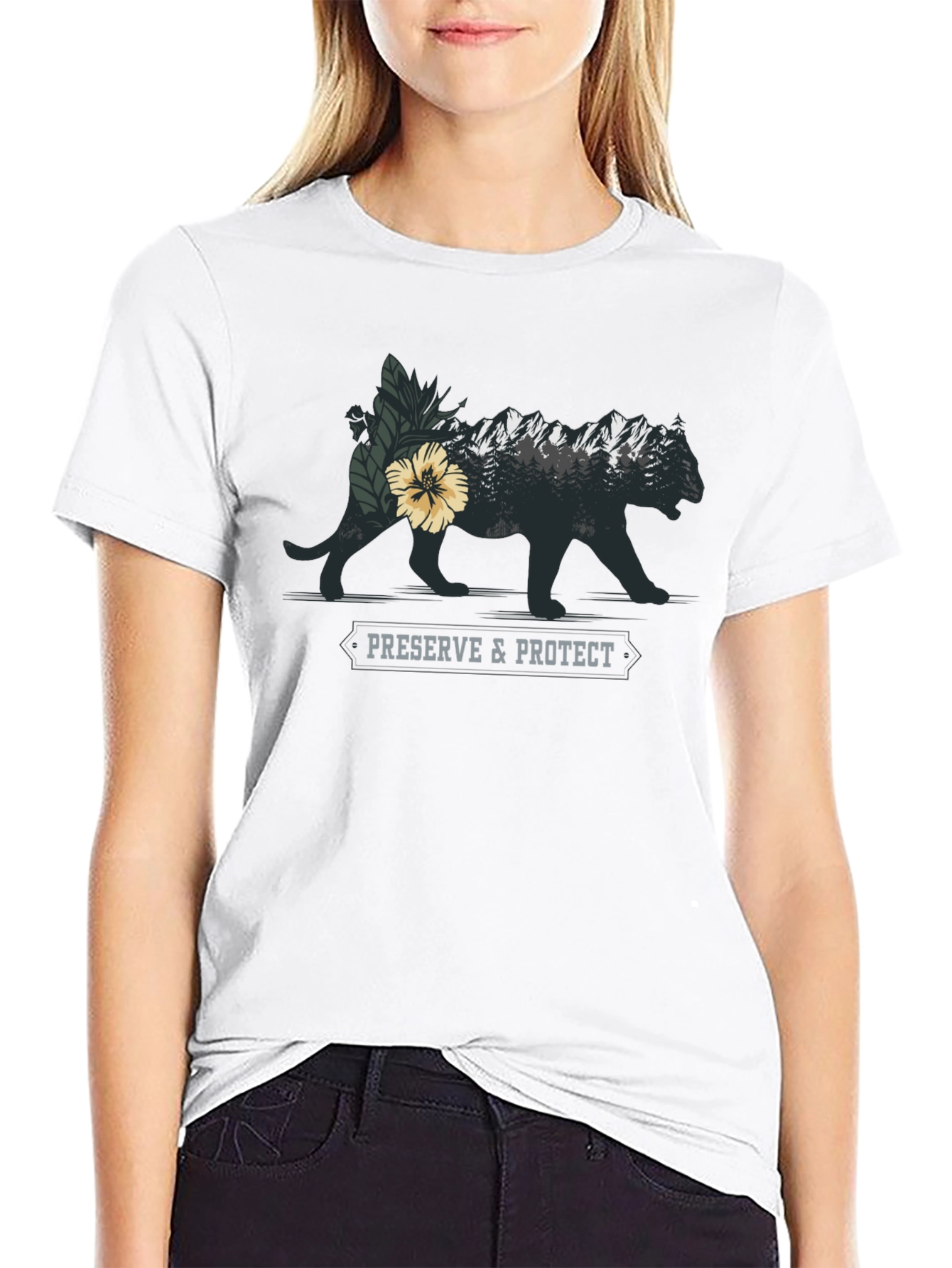 Preserve & Protect Wildlife Graphic Tee - Black