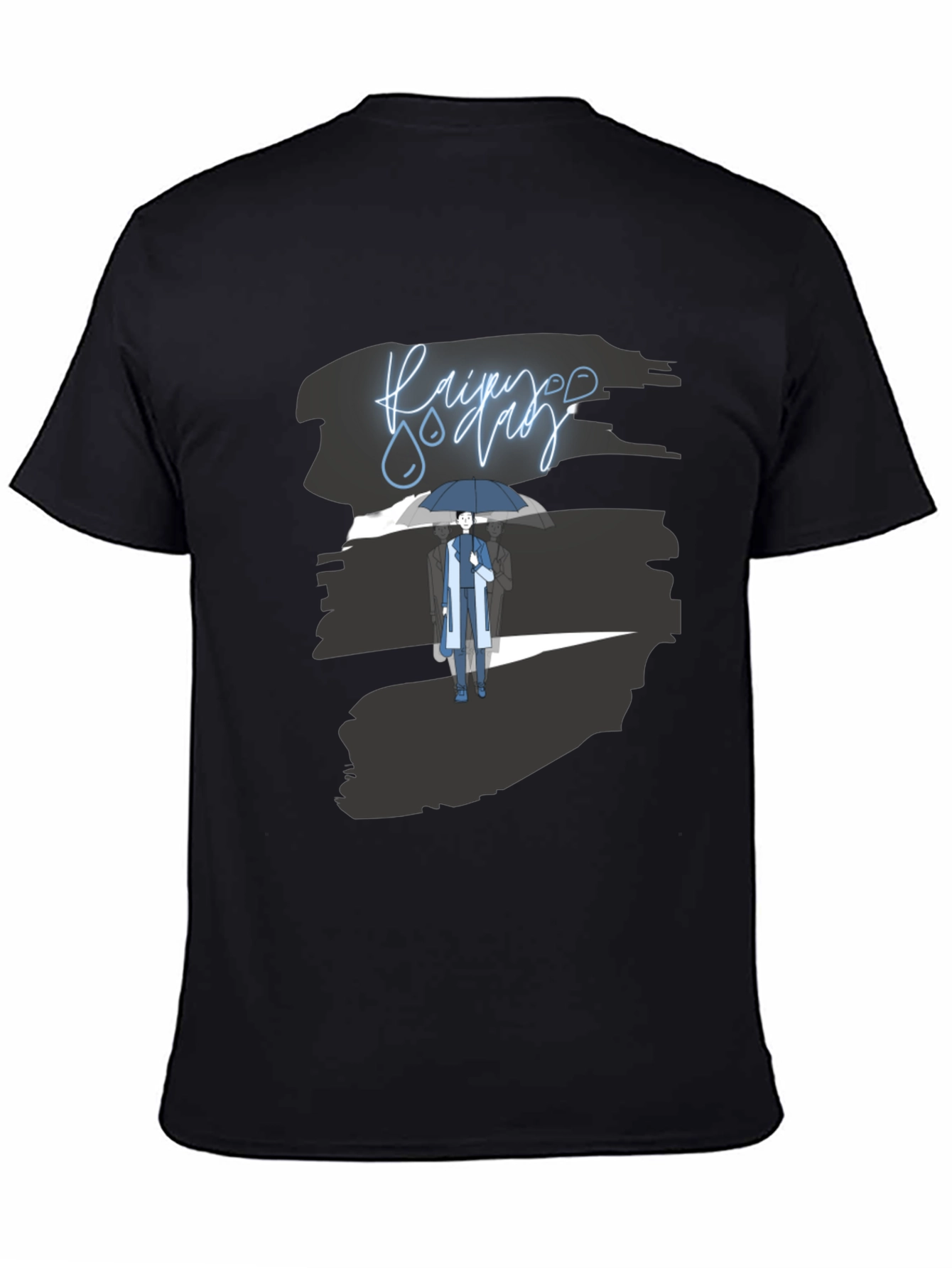 Rainy Day Graphic Tee - Stylish Black T-Shirt