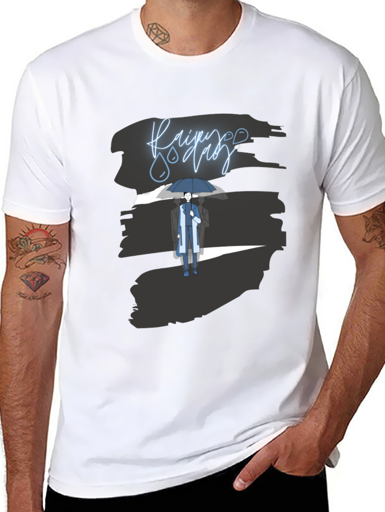 Rainy Day Graphic Tee - Stylish Black T-Shirt