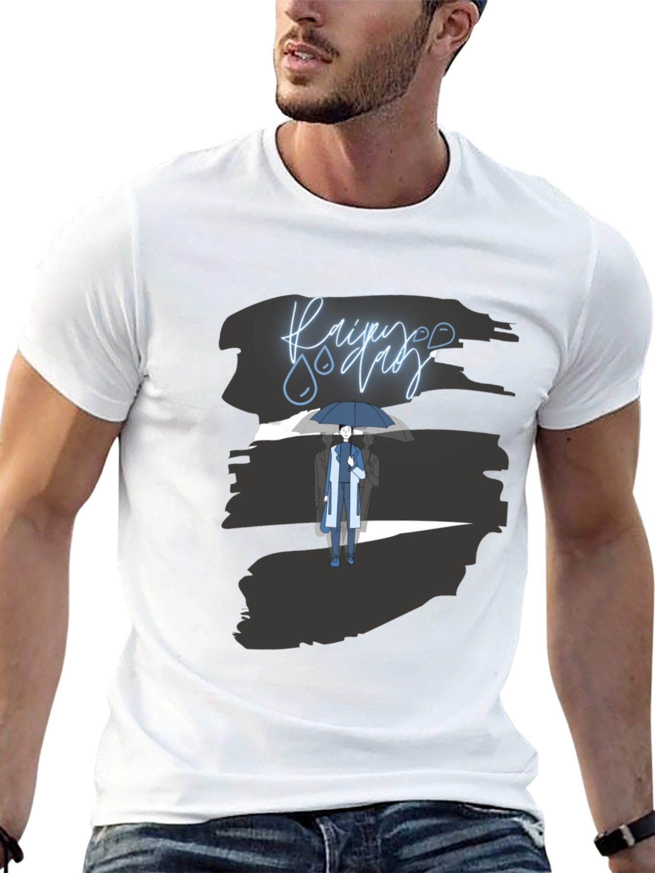 Rainy Day Graphic Tee - Stylish Black T-Shirt