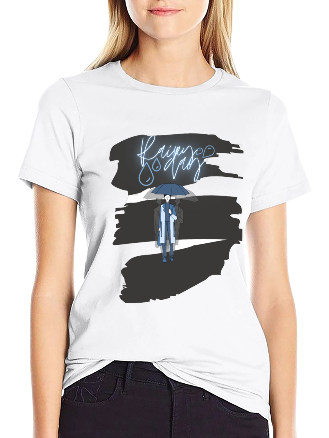 Rainy Day Graphic Tee - Stylish Black T-Shirt