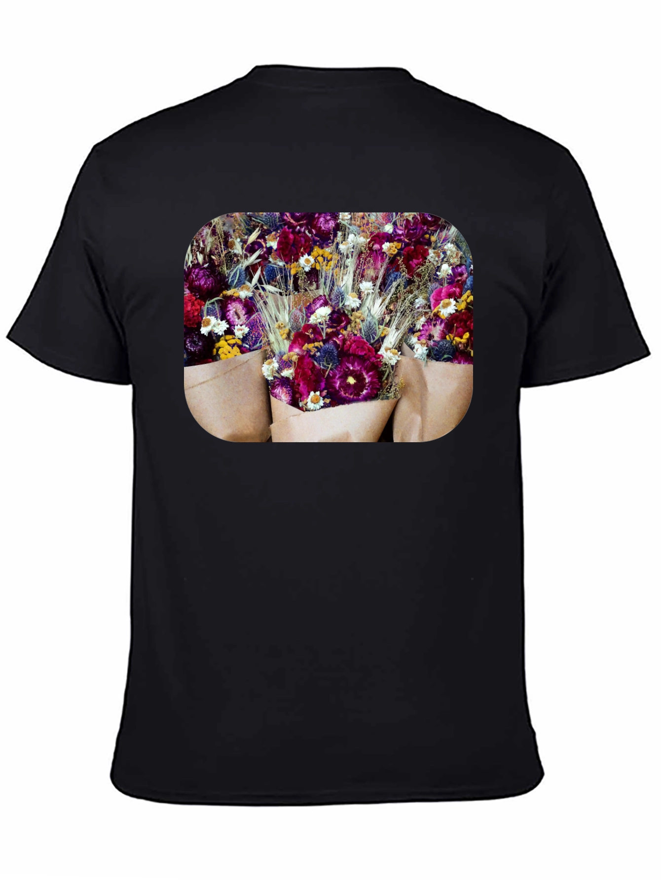 Floral Bouquet Graphic Print Black T-Shirt