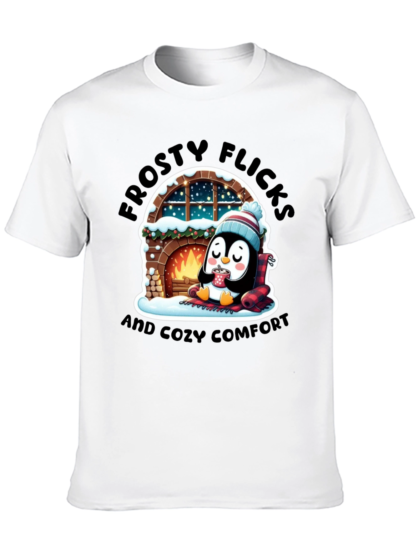 Cozy Penguin Black T-Shirt