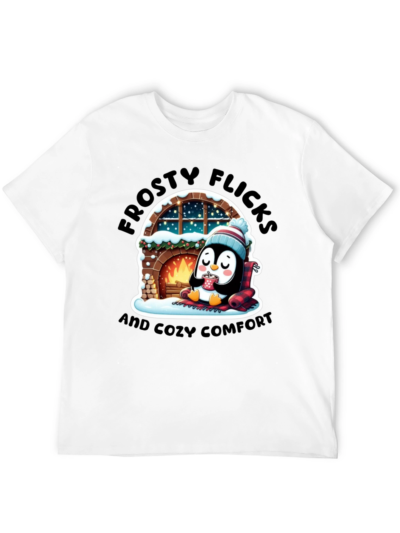 Cozy Penguin Black T-Shirt
