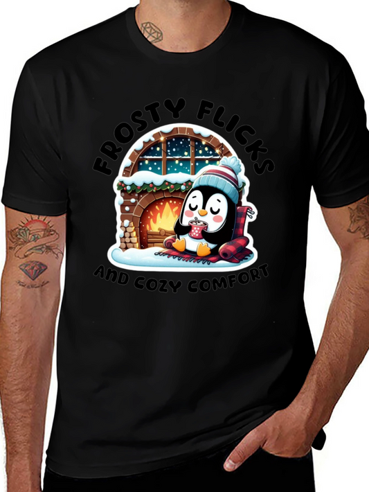 Cozy Penguin Black T-Shirt