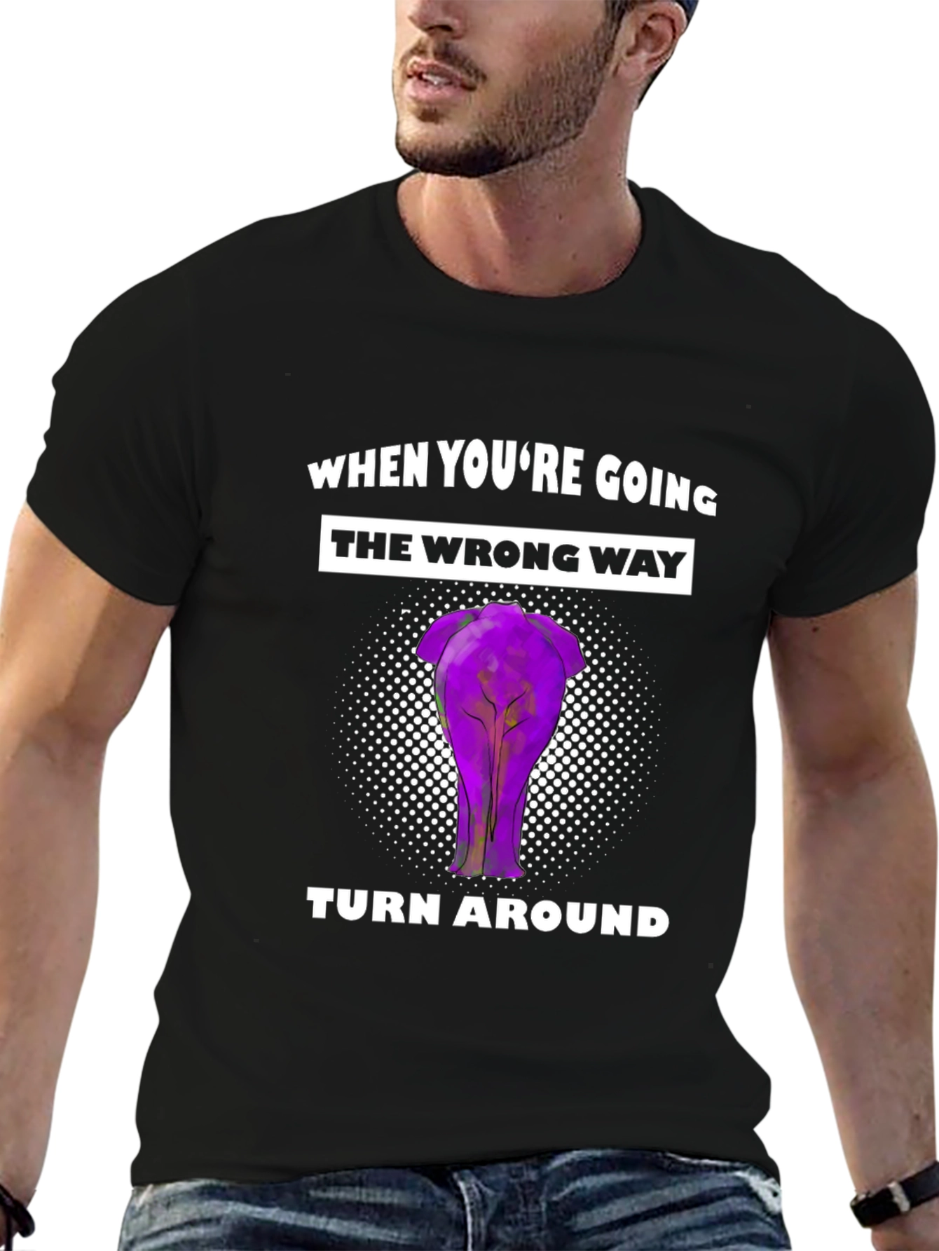 Funny Elephant Backside T-Shirt - Turn Around