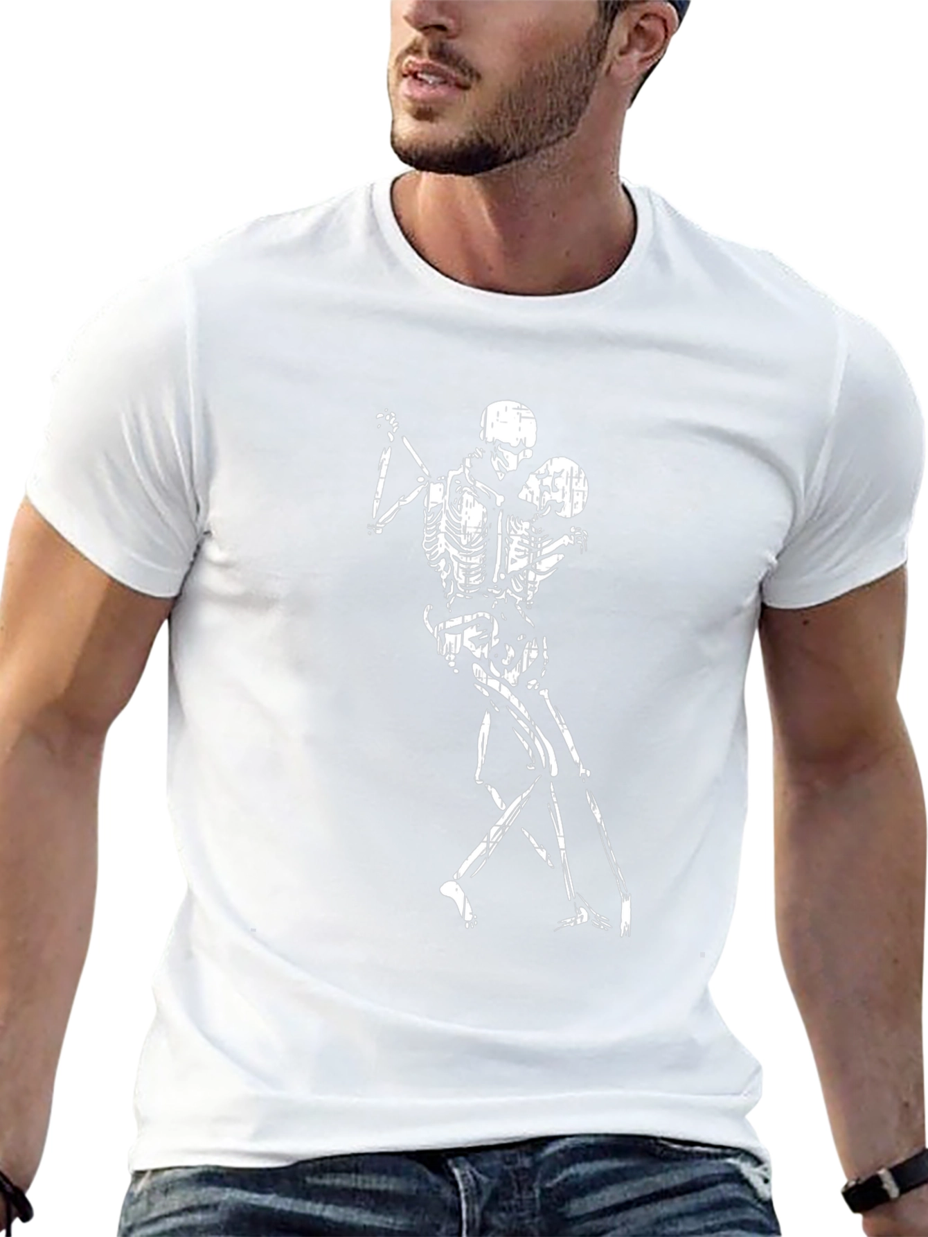 Dancing Skeletons Graphic Tee - Black Cotton