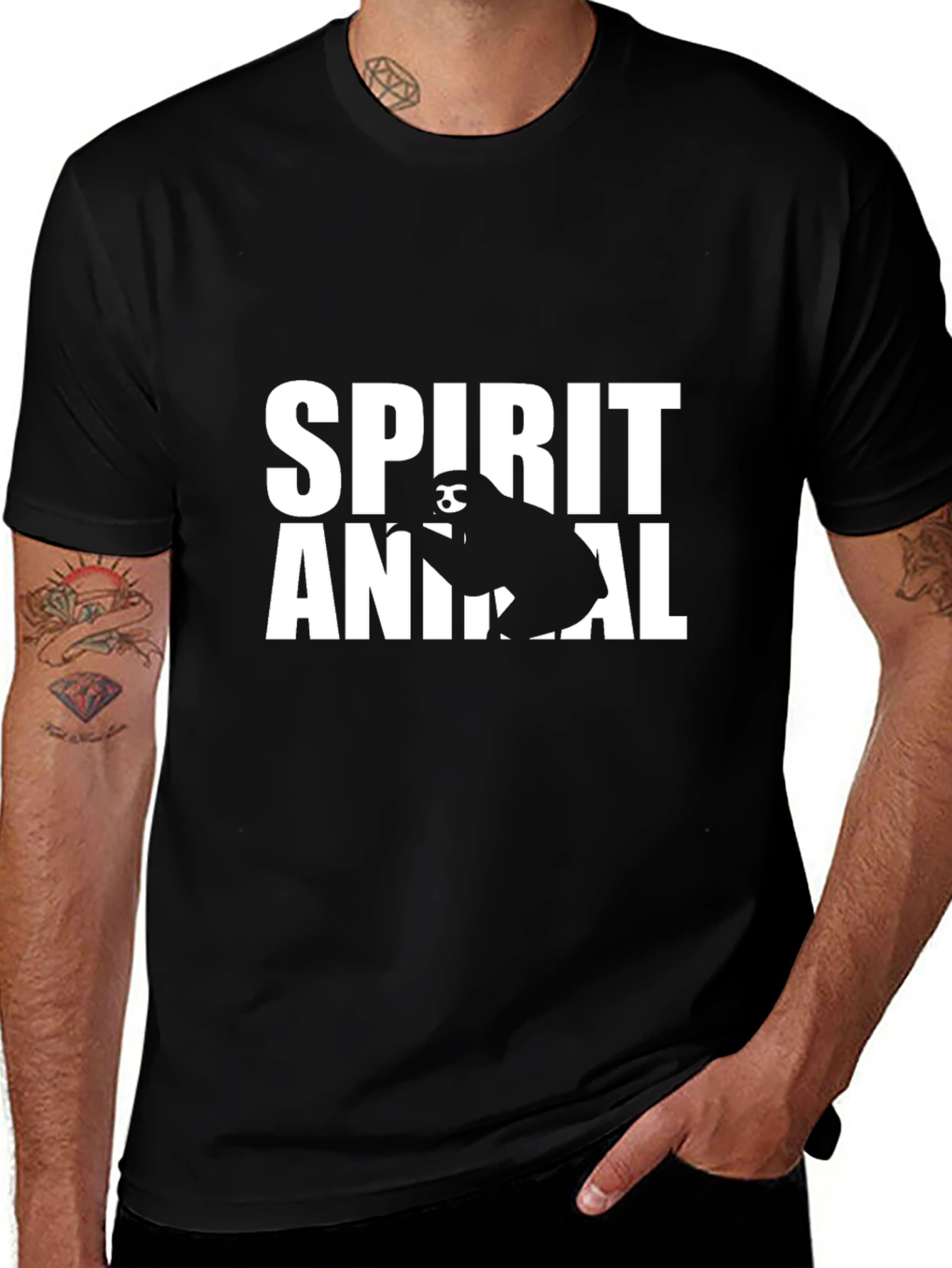 Spirit Animal Sloth T-Shirt - Black Cotton Tee