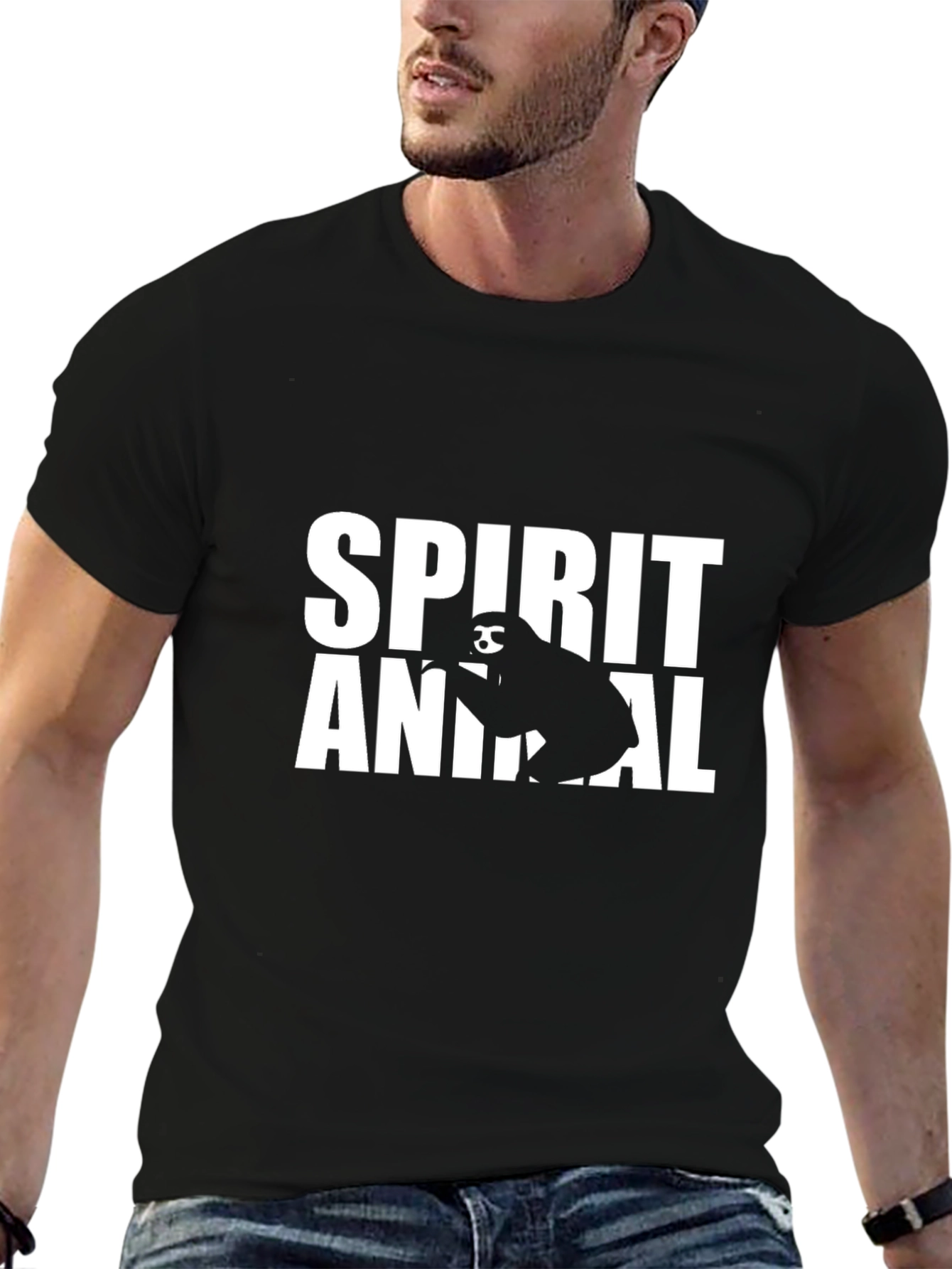 Spirit Animal Sloth T-Shirt - Black Cotton Tee