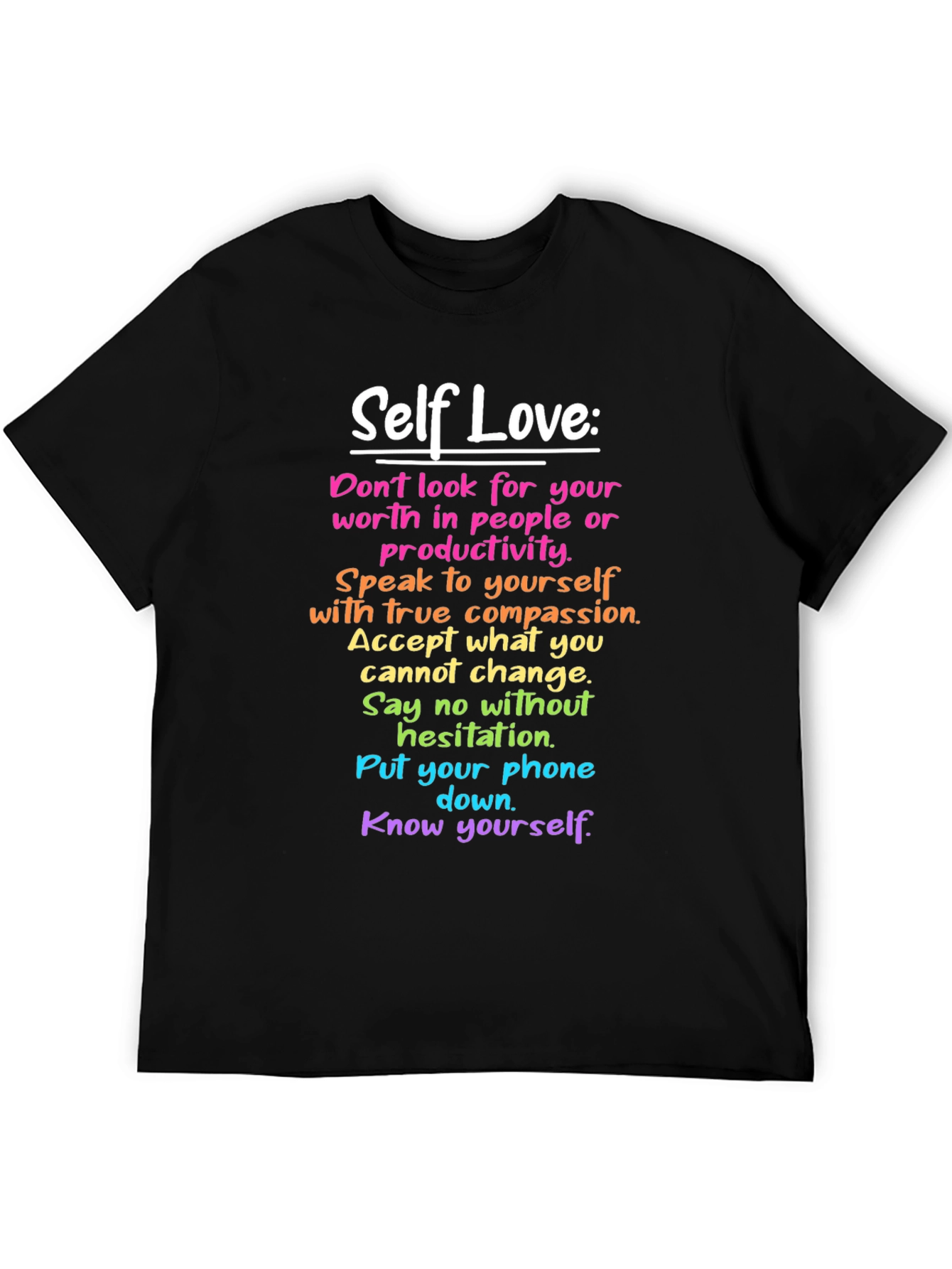 Self Love Affirmations Black T-Shirt
