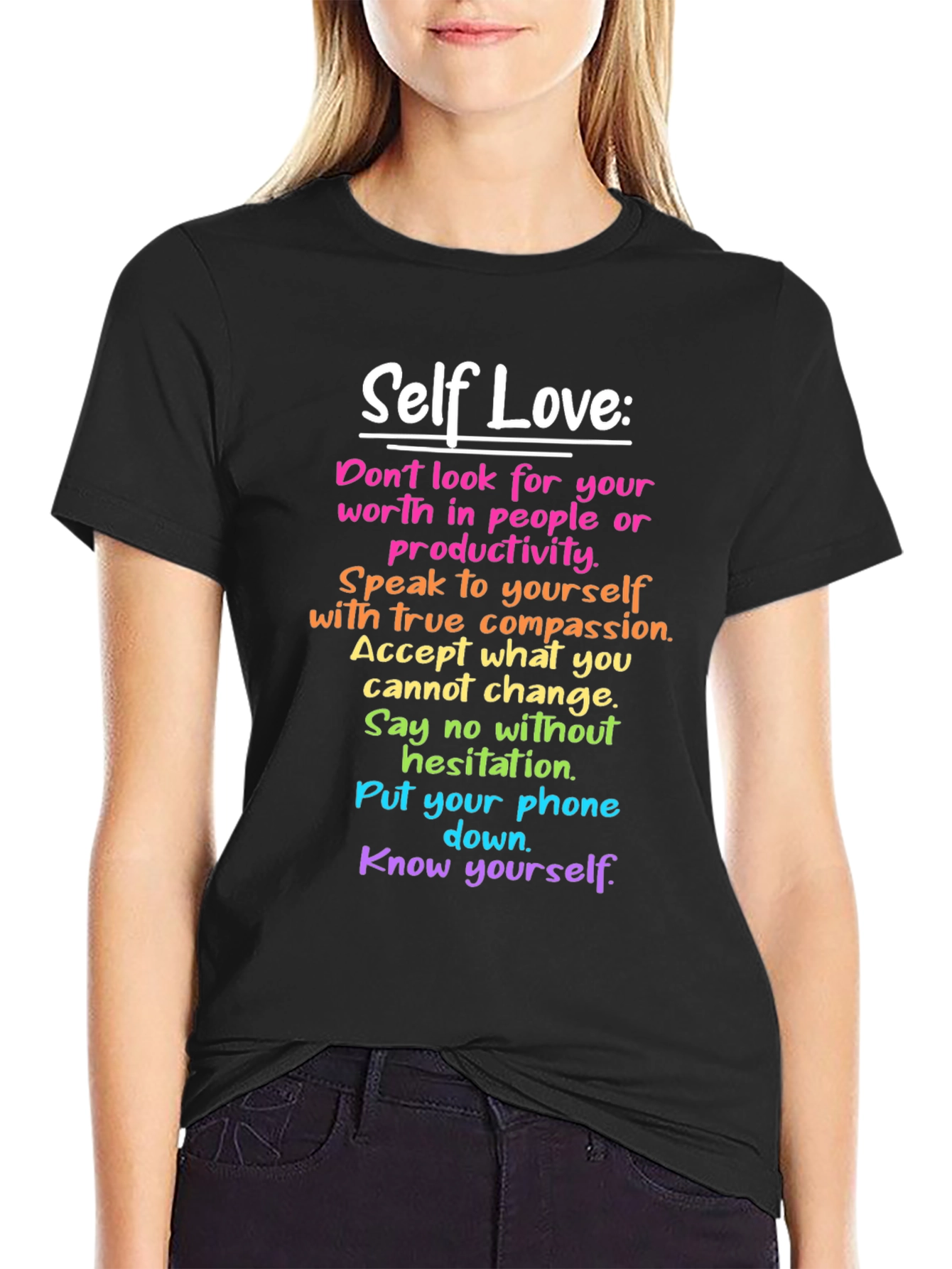 Self Love Affirmations Black T-Shirt