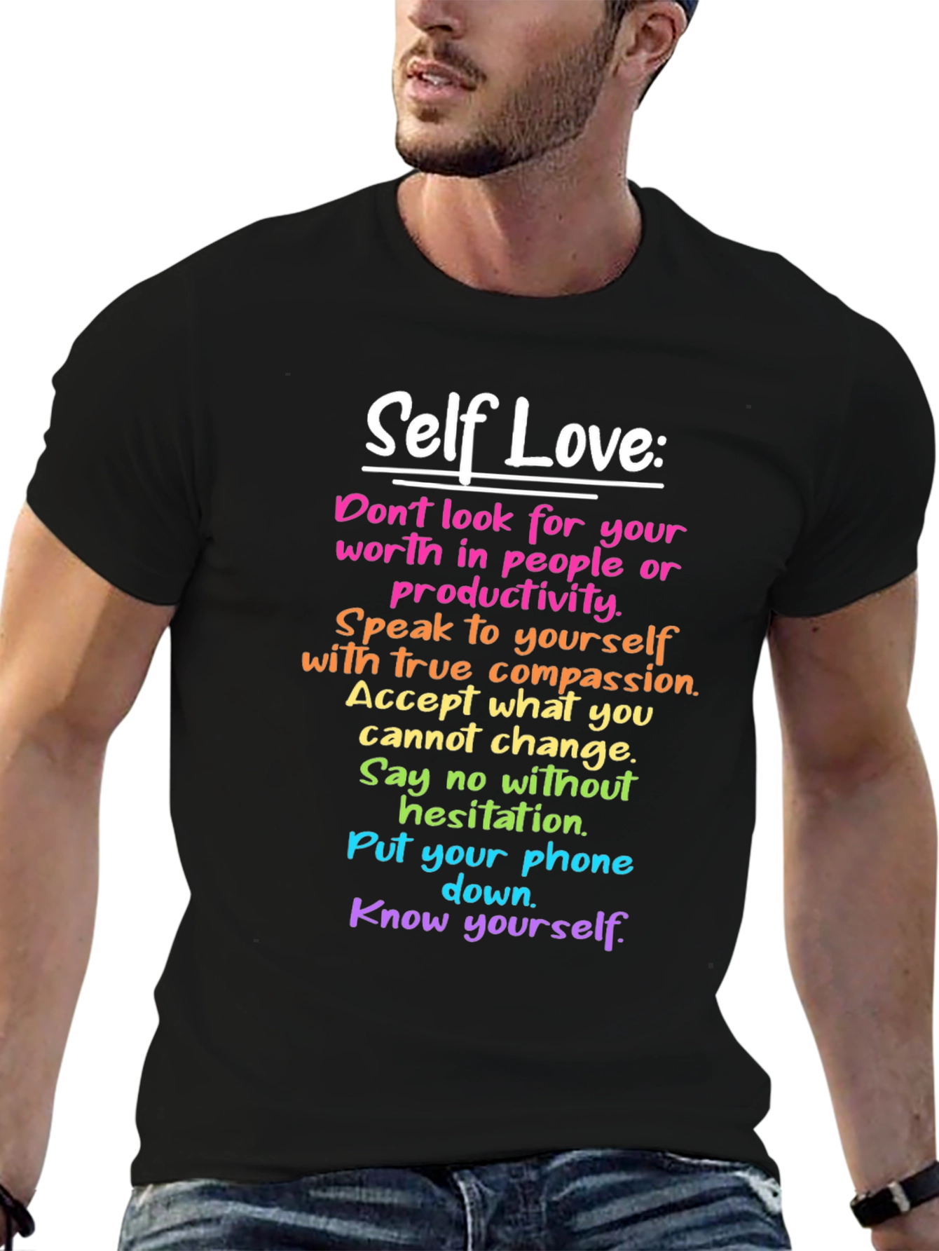 Self Love Affirmations Black T-Shirt