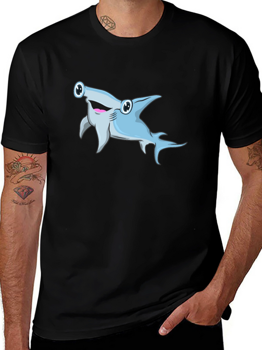 Cartoon Hammerhead Shark Graphic T-Shirt