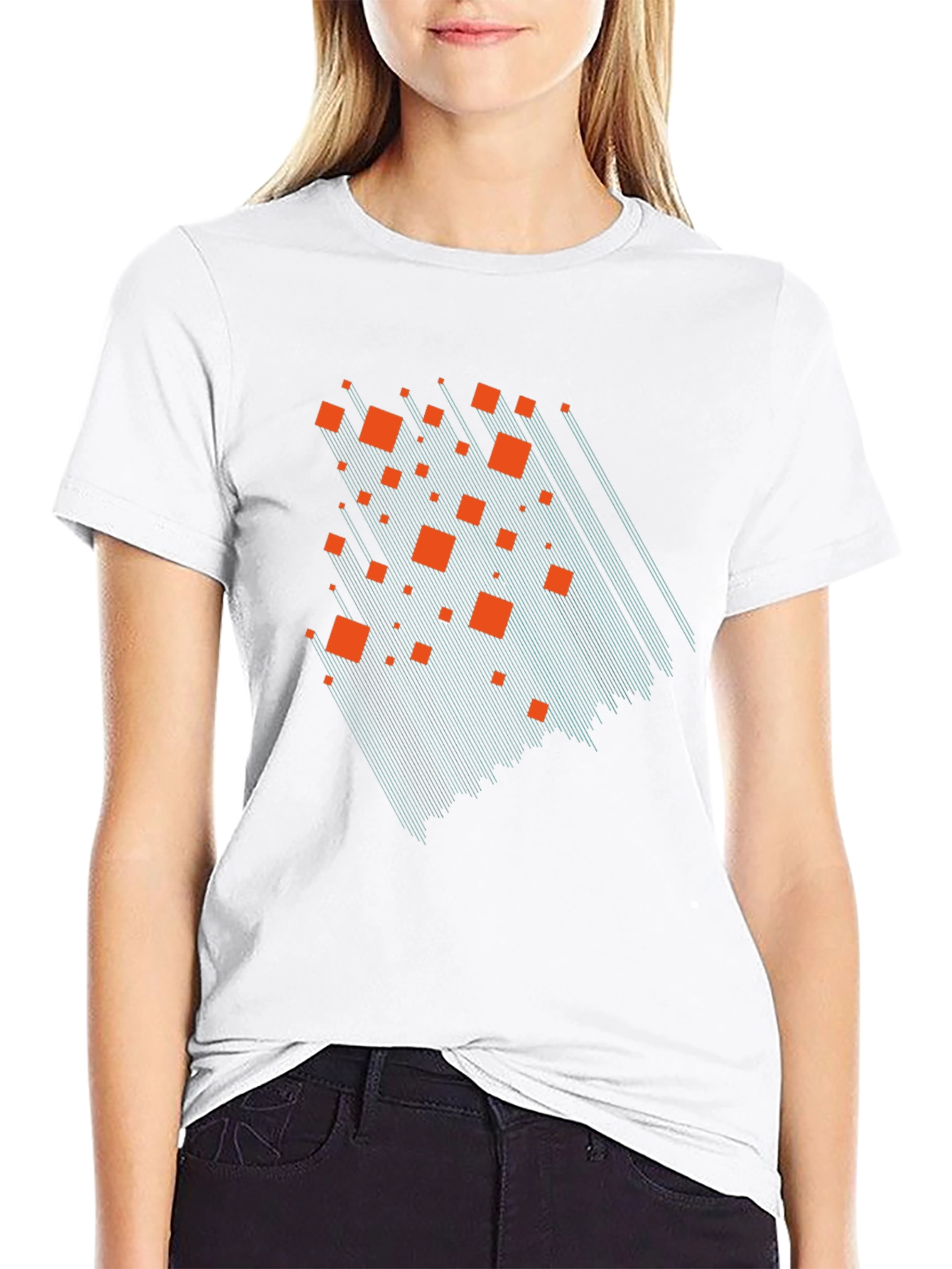 Geometric Cascade Graphic Tee - Modern Black T-Shirt