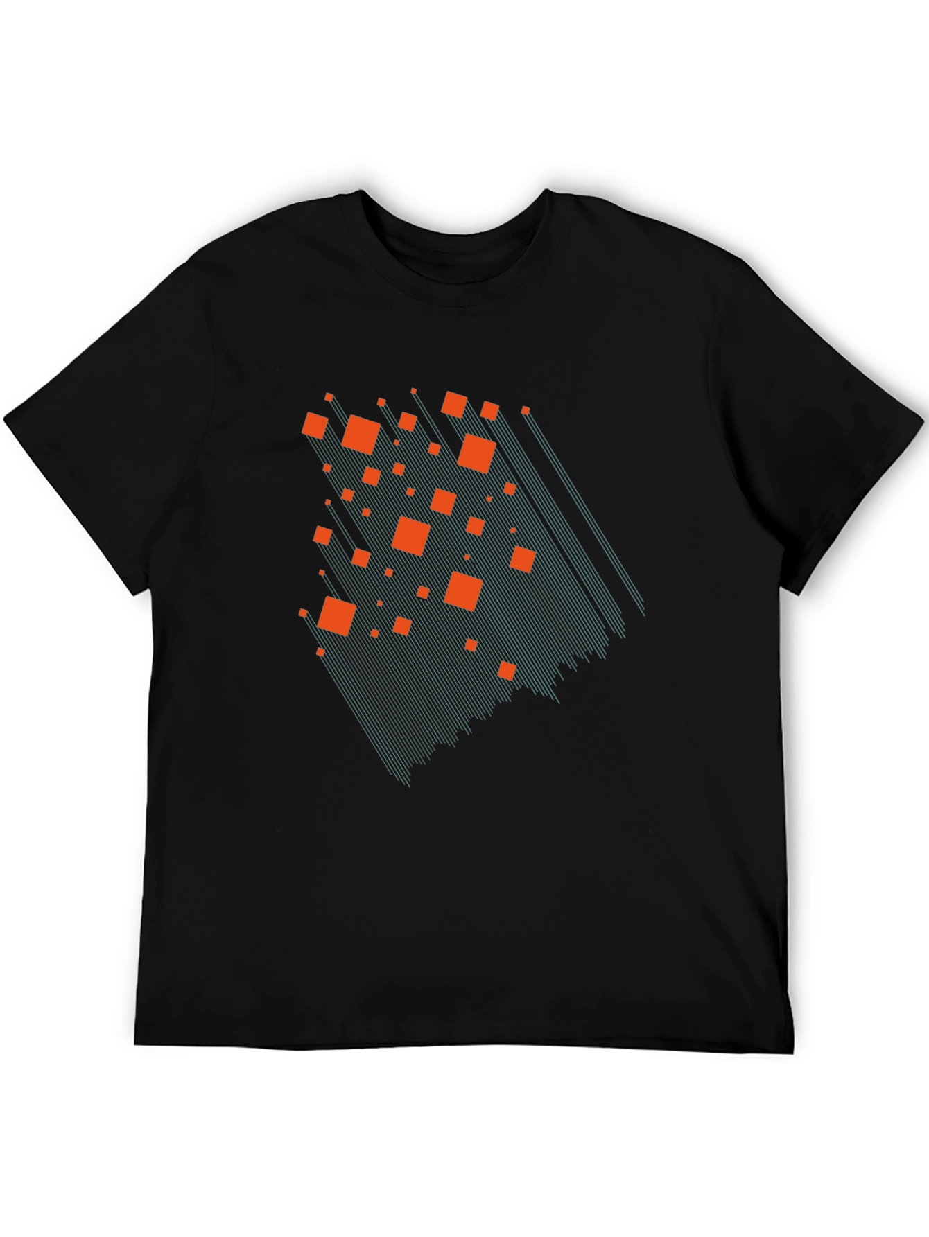 Geometric Cascade Graphic Tee - Modern Black T-Shirt