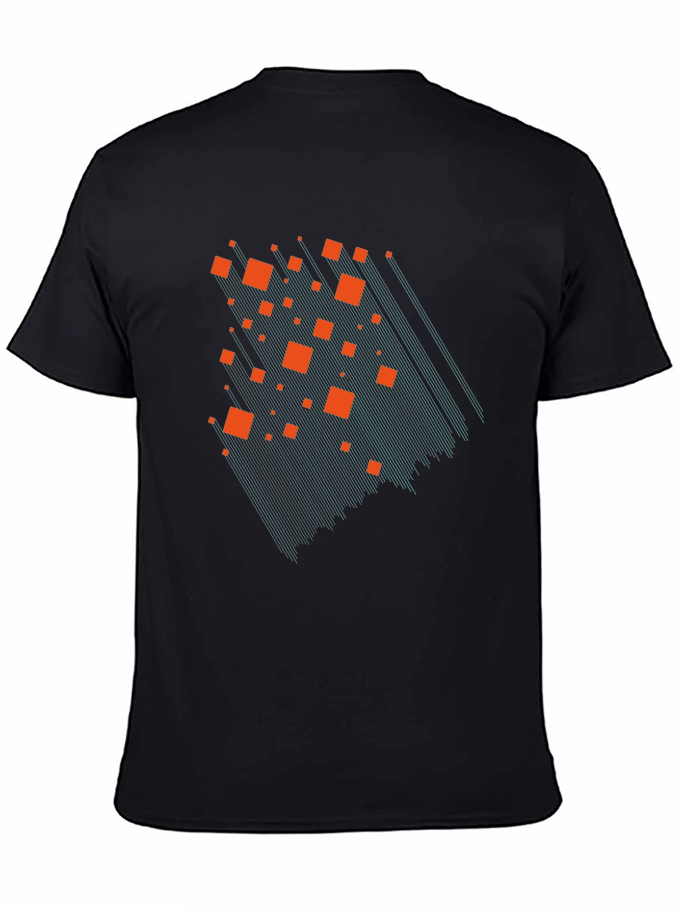 Geometric Cascade Graphic Tee - Modern Black T-Shirt