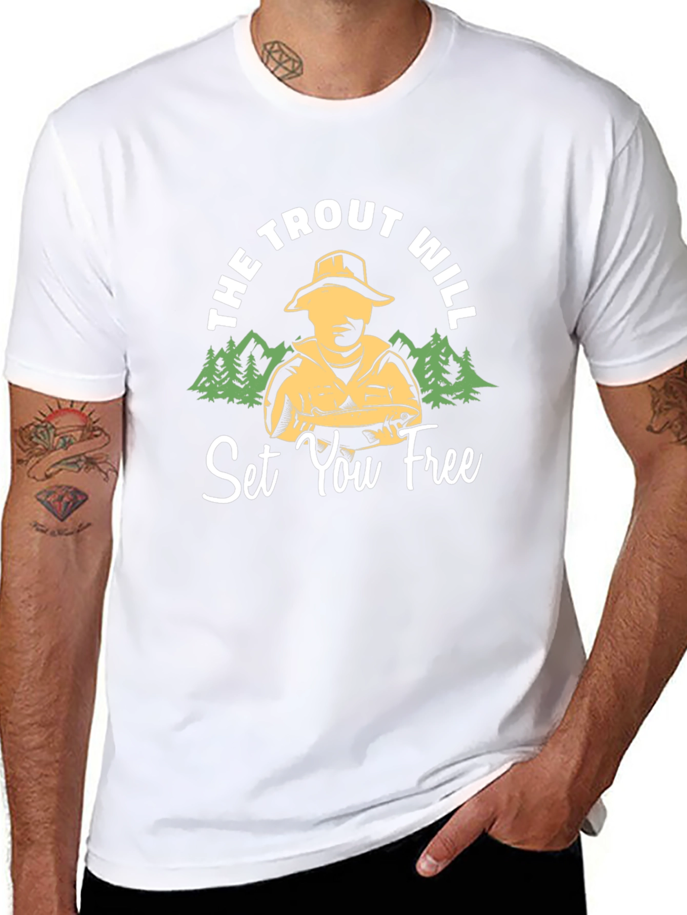 The Trout Will Set You Free Black T-Shirt