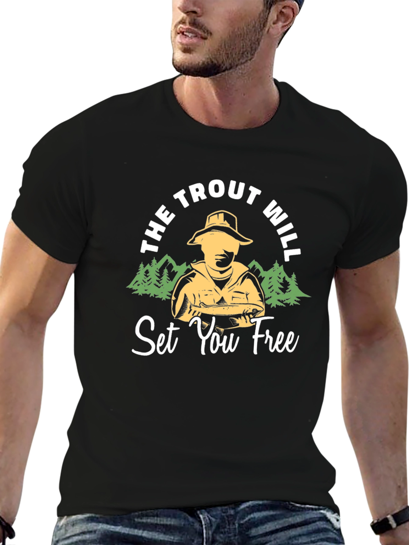The Trout Will Set You Free Black T-Shirt