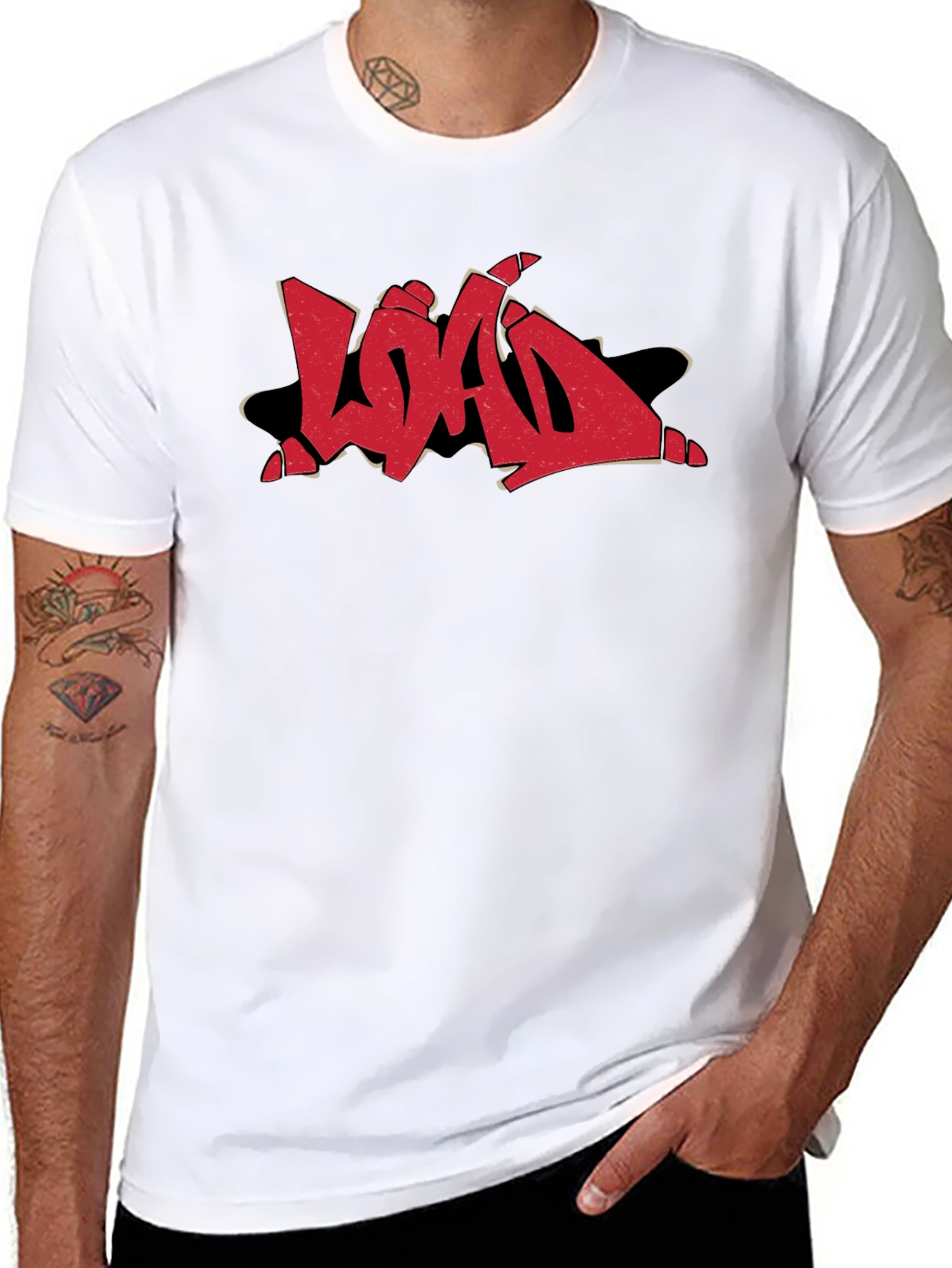 Graphic Print T-Shirt - Red Load Graffiti Design