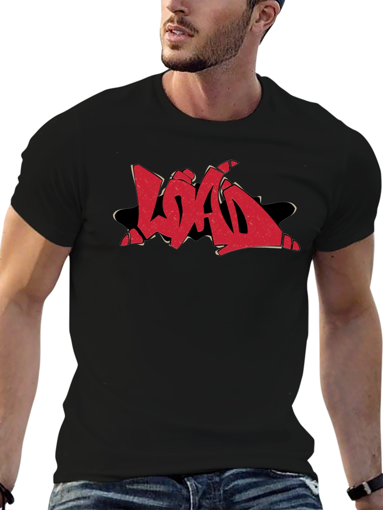 Graphic Print T-Shirt - Red Load Graffiti Design