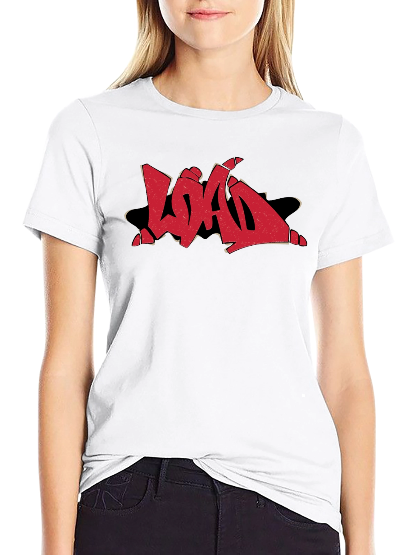Graphic Print T-Shirt - Red Load Graffiti Design