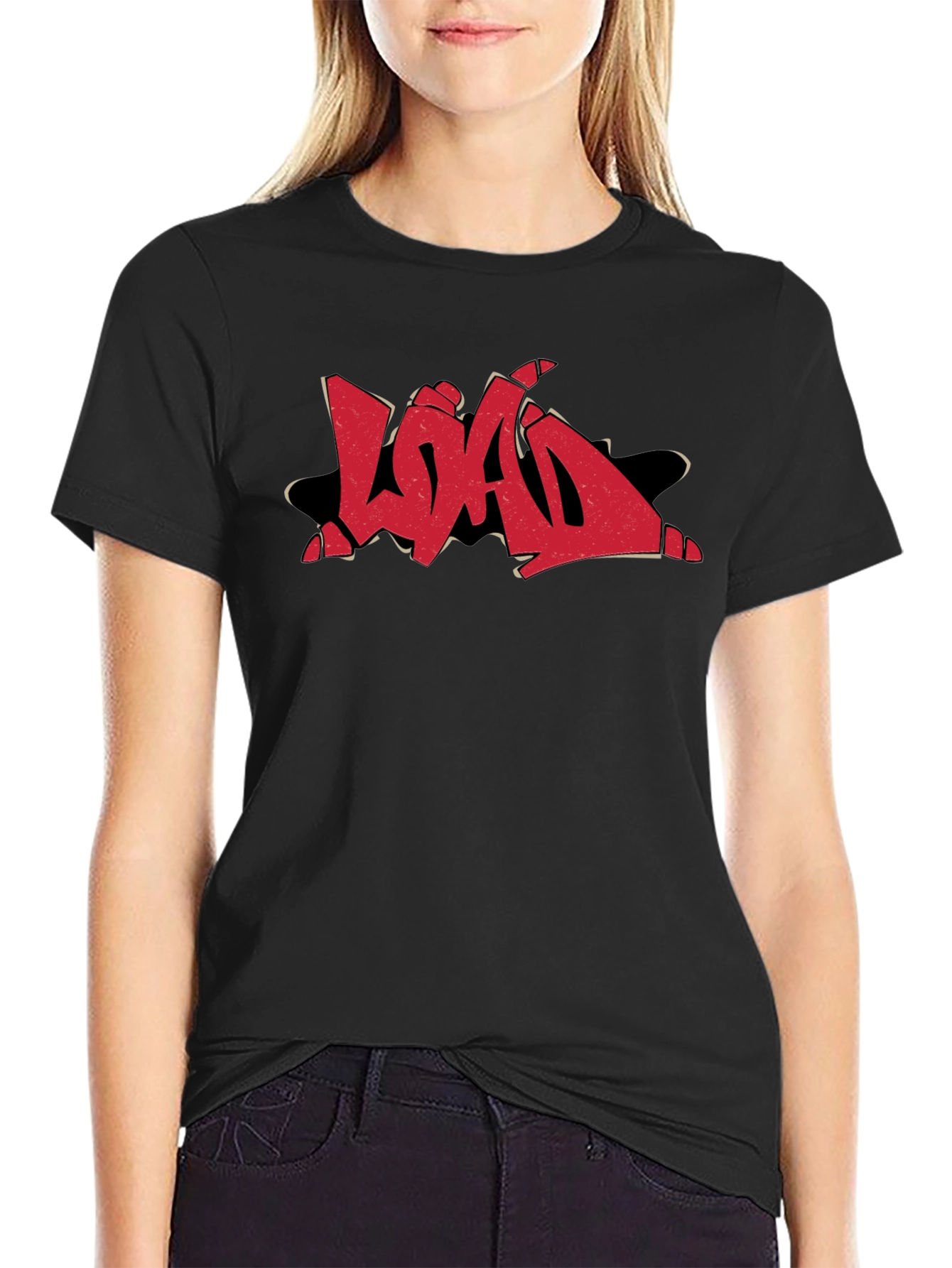 Graphic Print T-Shirt - Red Load Graffiti Design