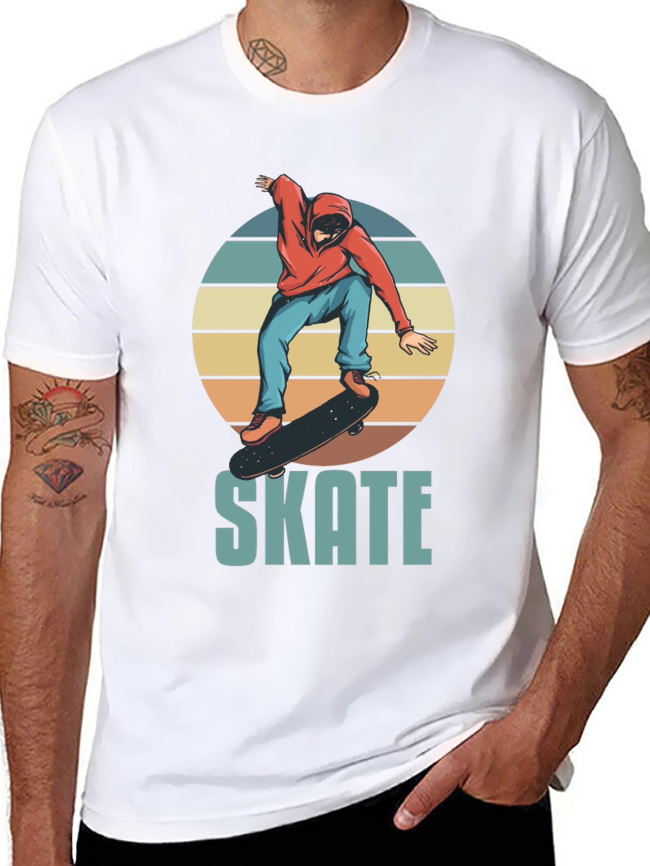 Skate Design T-Shirt - Retro Skateboarder Graphic Tee