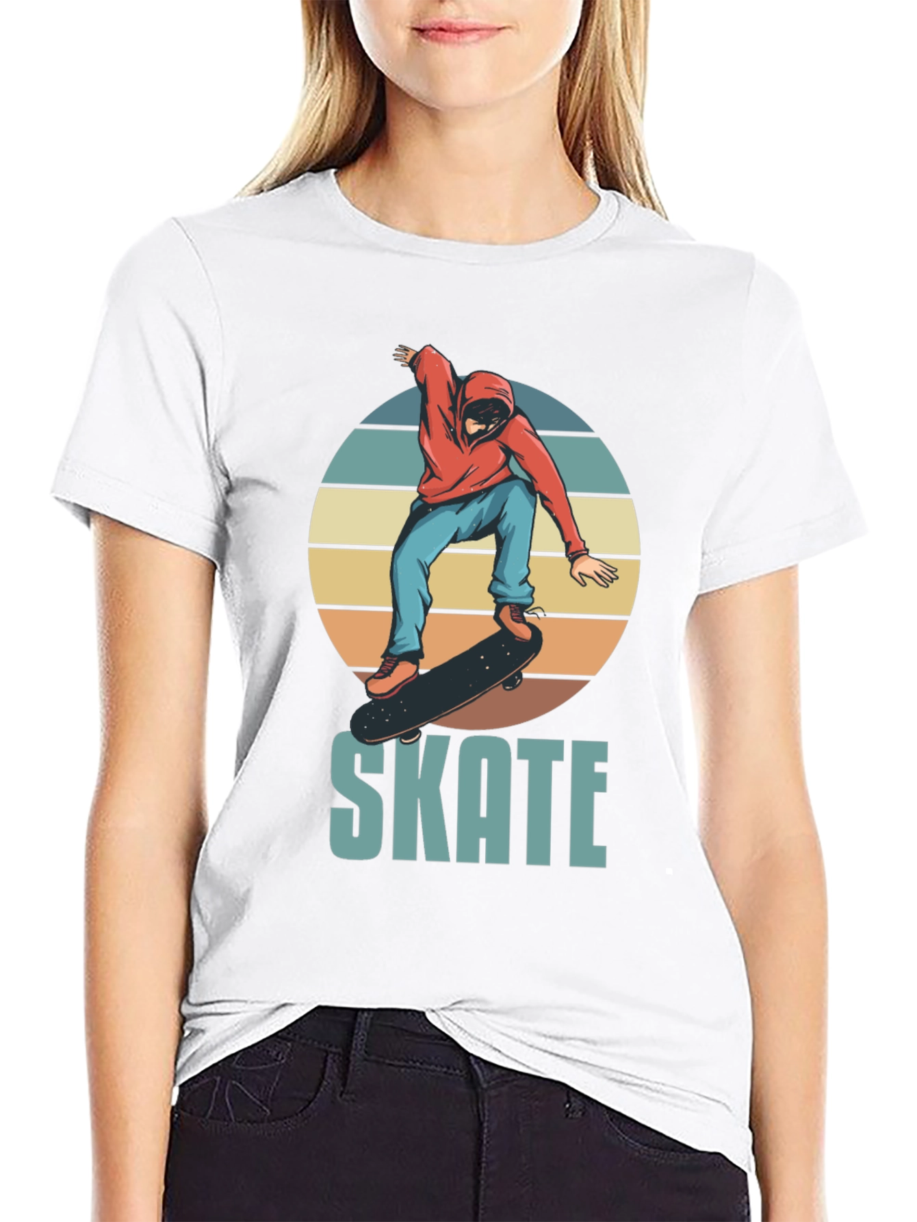Skate Design T-Shirt - Retro Skateboarder Graphic Tee