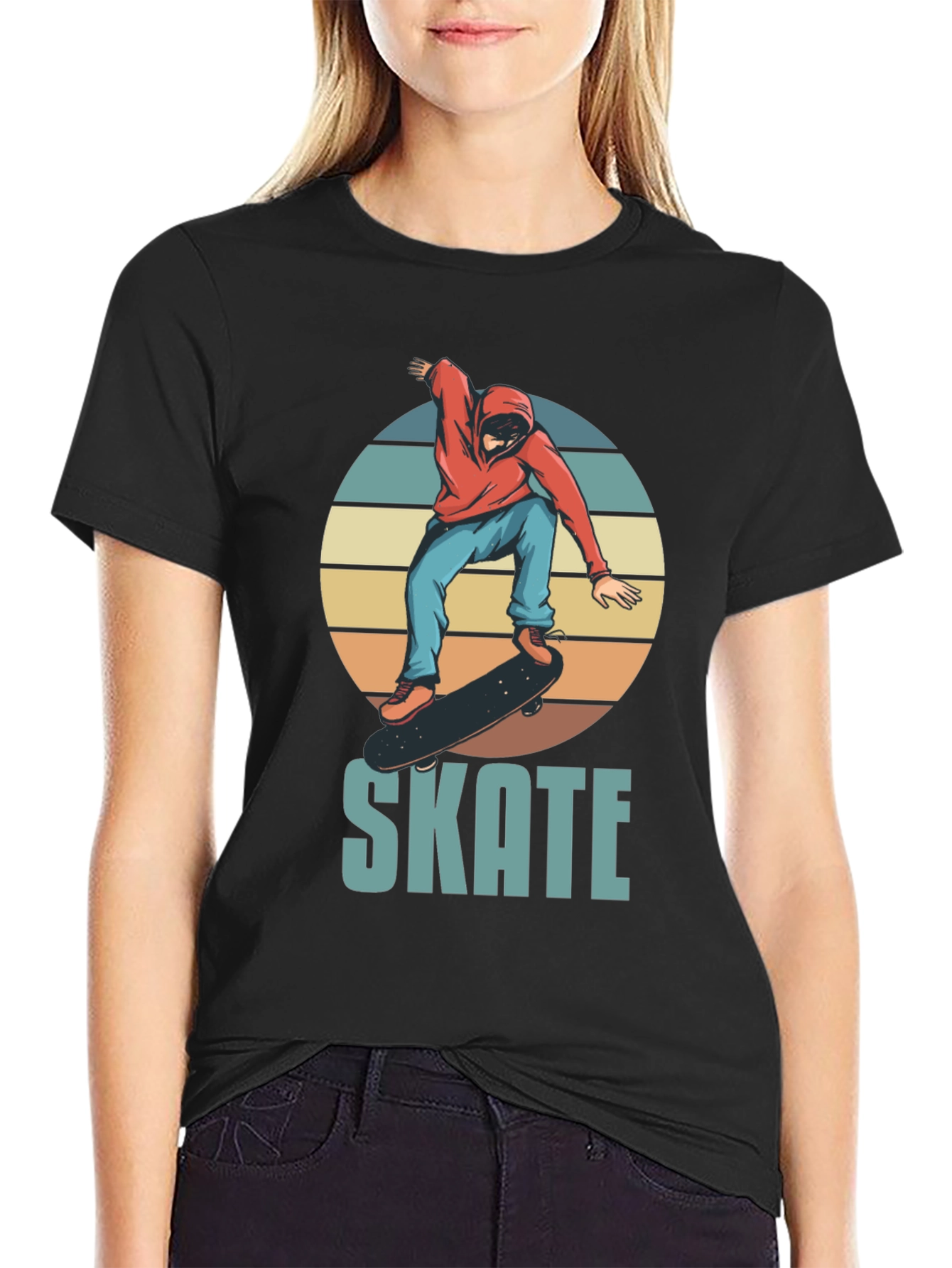 Skate Design T-Shirt - Retro Skateboarder Graphic Tee