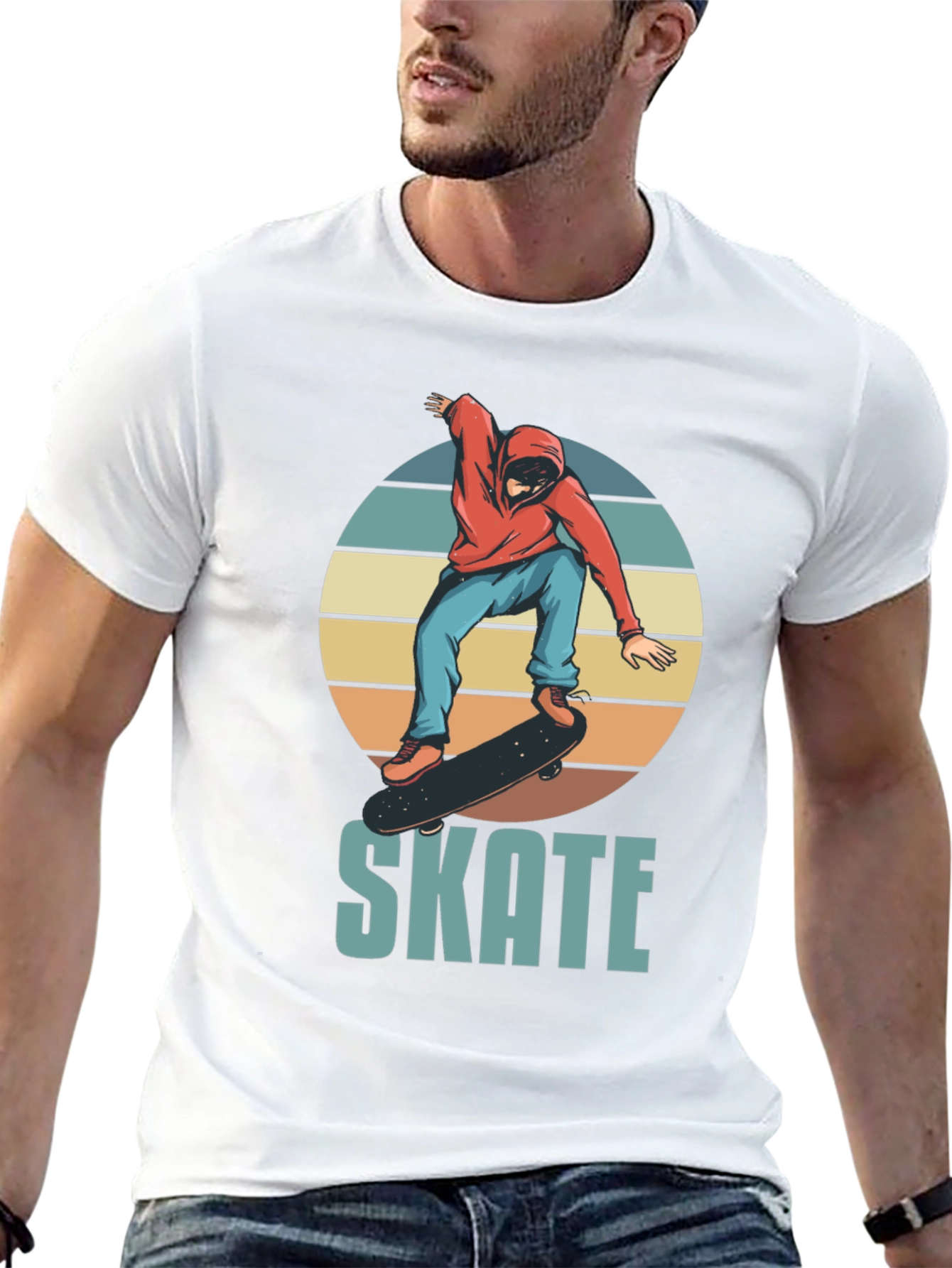 Skate Design T-Shirt - Retro Skateboarder Graphic Tee