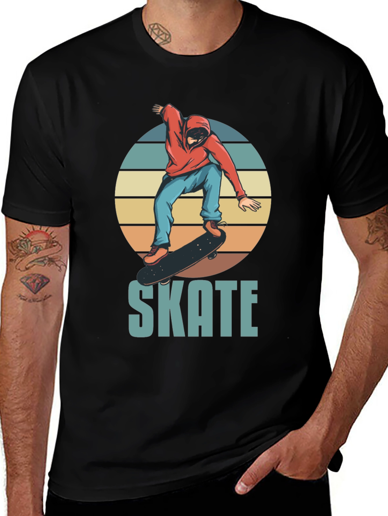 Skate Design T-Shirt - Retro Skateboarder Graphic Tee