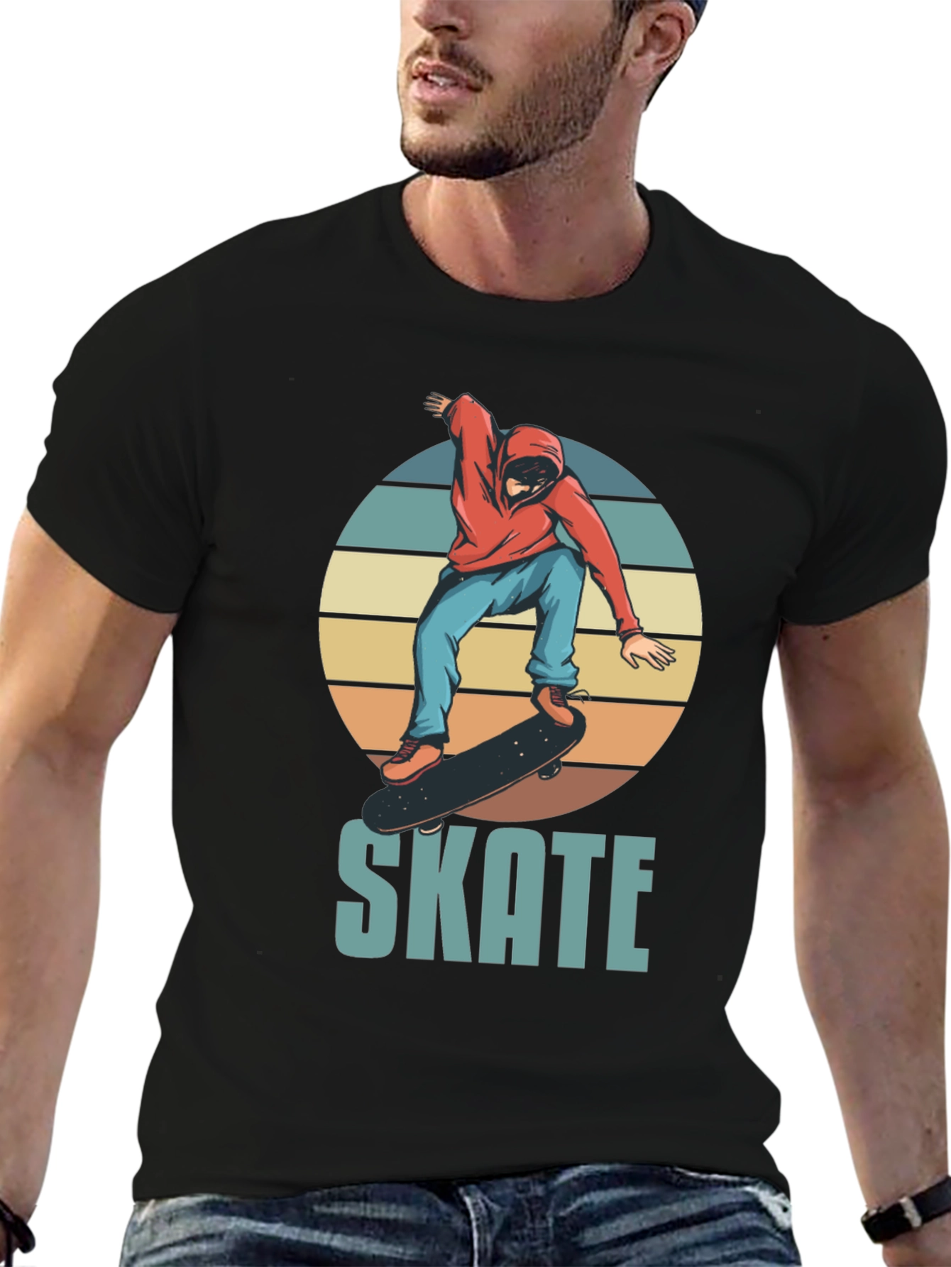 Skate Design T-Shirt - Retro Skateboarder Graphic Tee