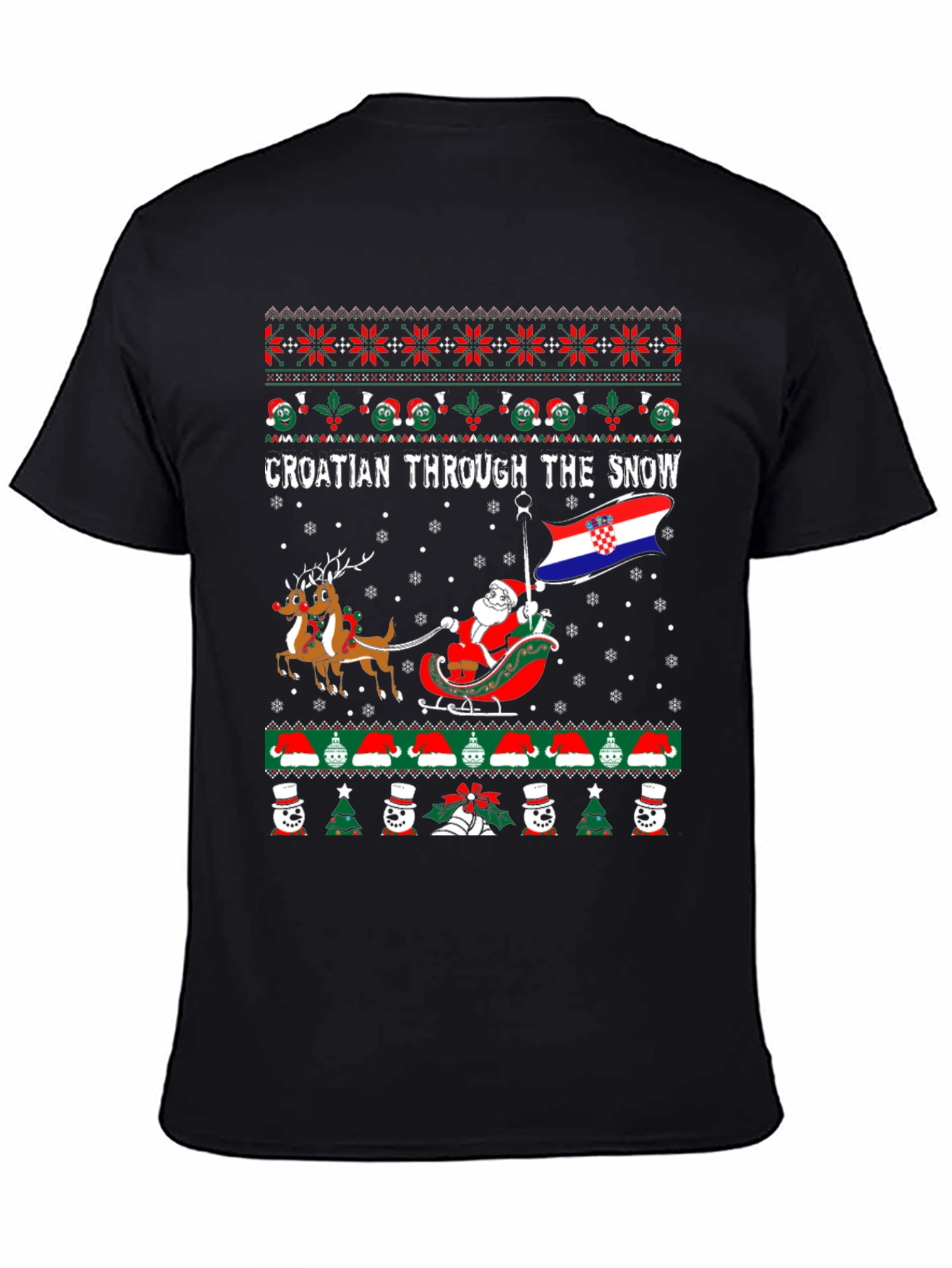 Croatian Through the Snow Ugly Christmas T-Shirt