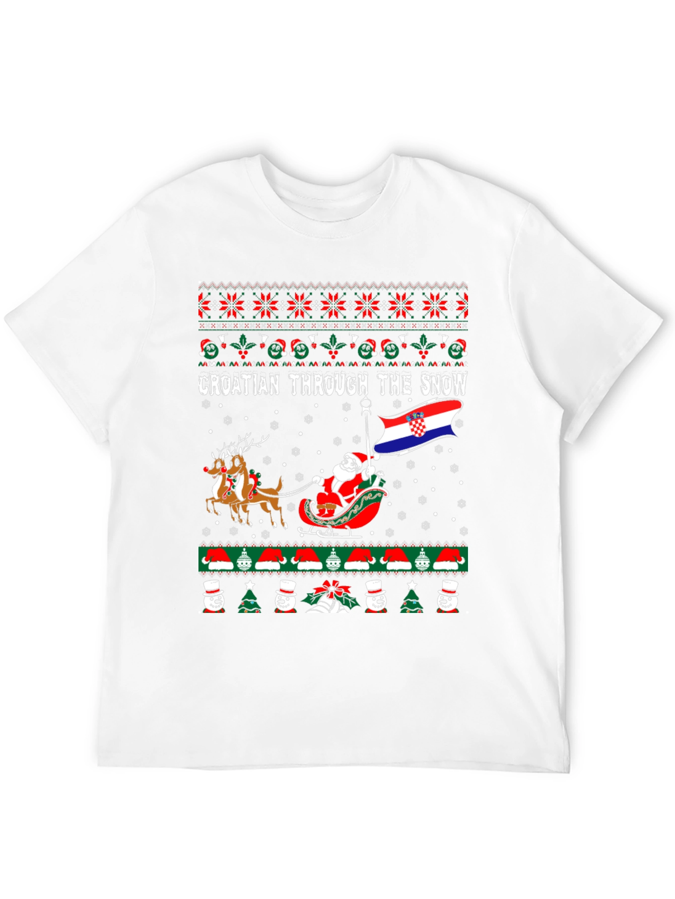 Croatian Through the Snow Ugly Christmas T-Shirt