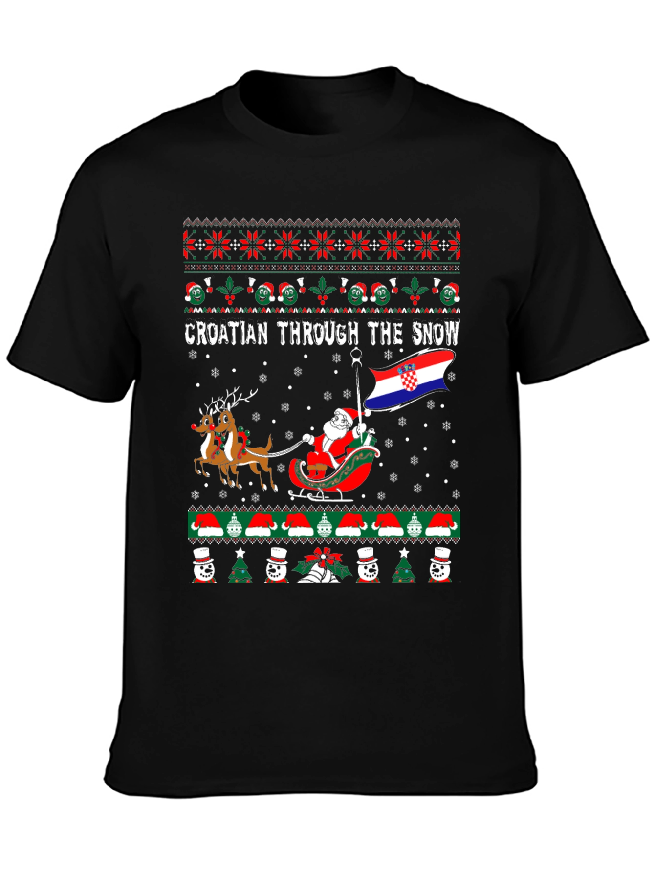 Croatian Through the Snow Ugly Christmas T-Shirt