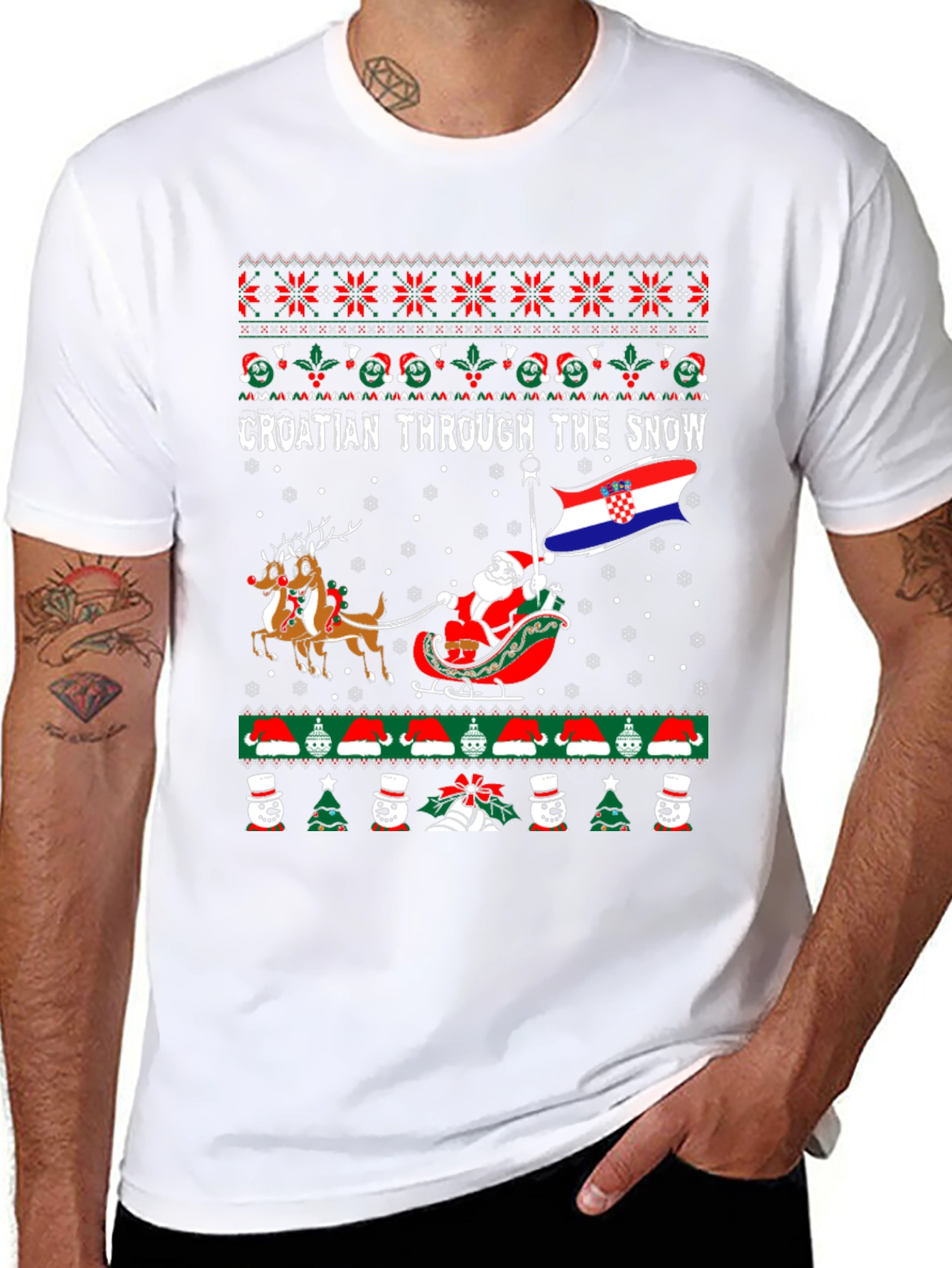 Croatian Through the Snow Ugly Christmas T-Shirt