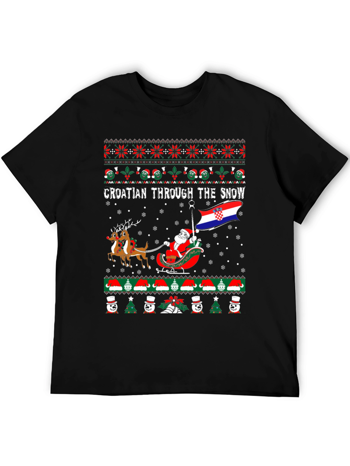 Croatian Through the Snow Ugly Christmas T-Shirt