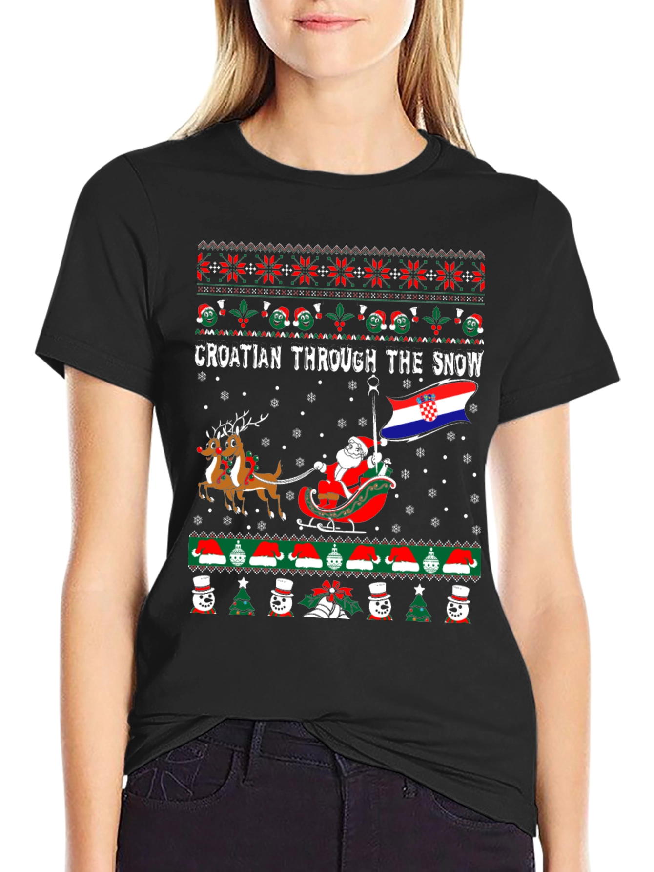 Croatian Through the Snow Ugly Christmas T-Shirt