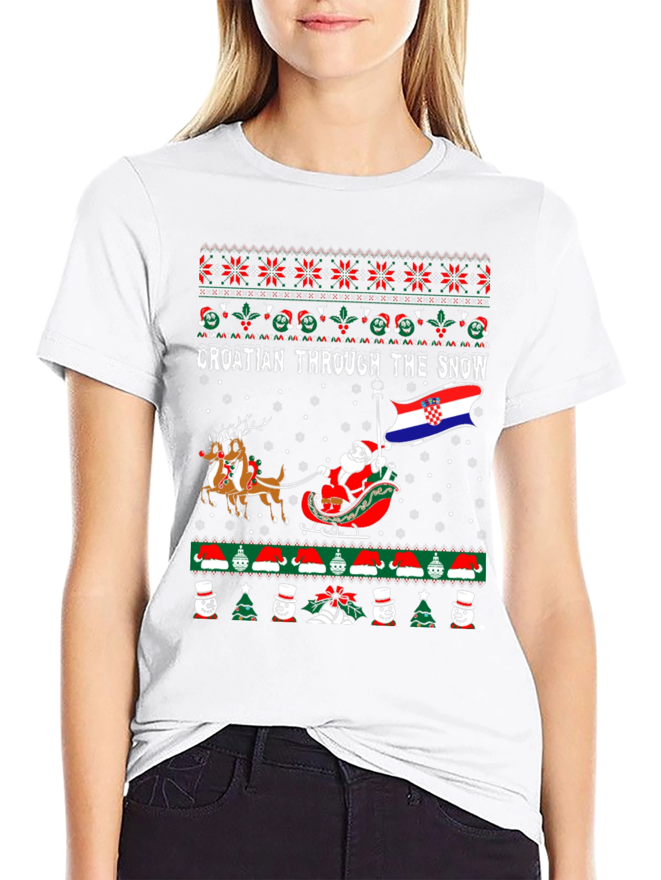 Croatian Through the Snow Ugly Christmas T-Shirt