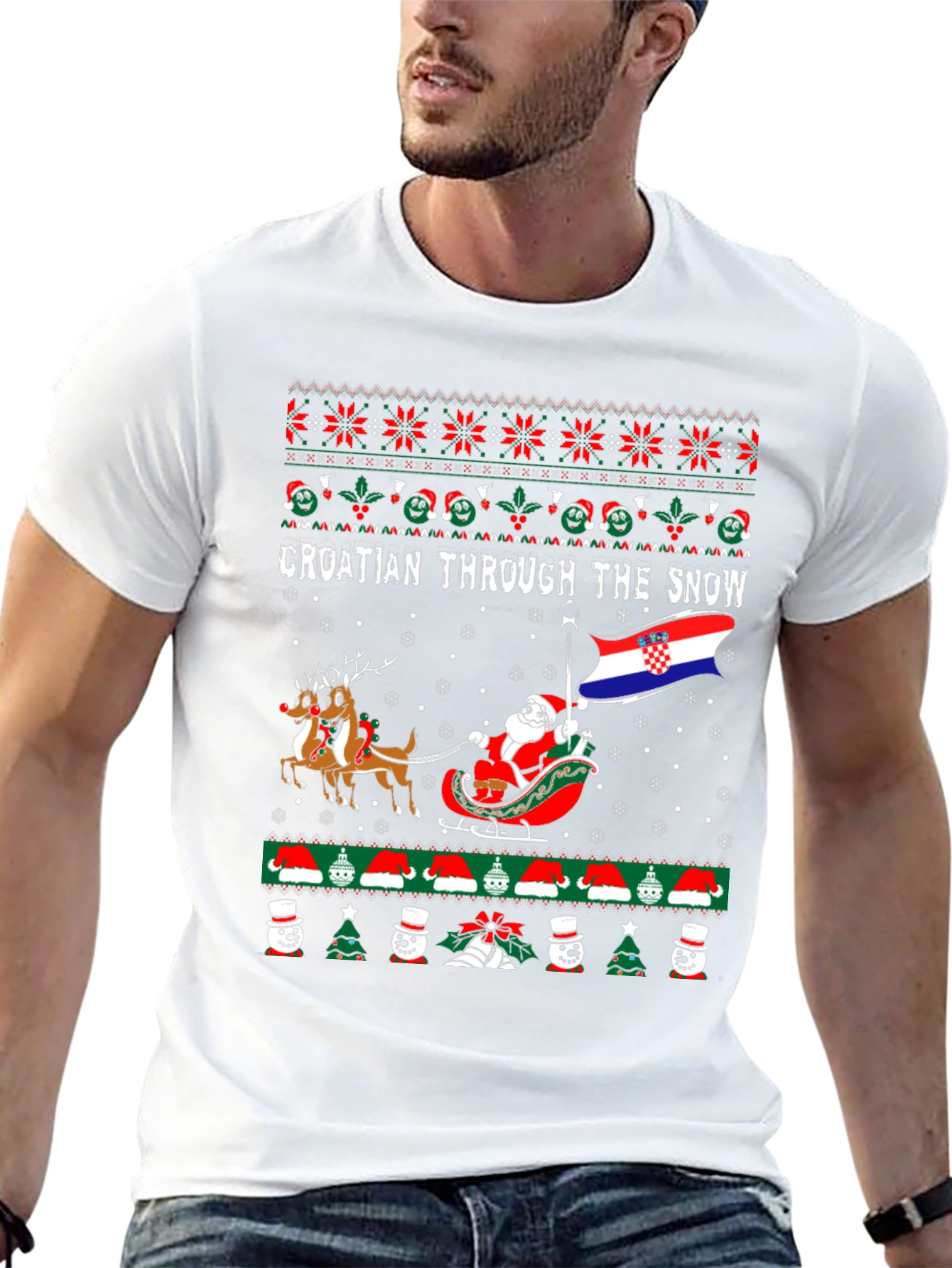Croatian Through the Snow Ugly Christmas T-Shirt