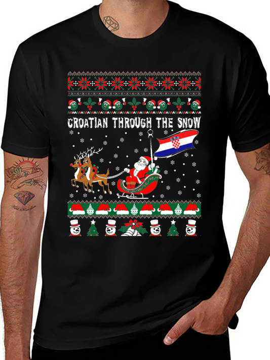 Croatian Through the Snow Ugly Christmas T-Shirt